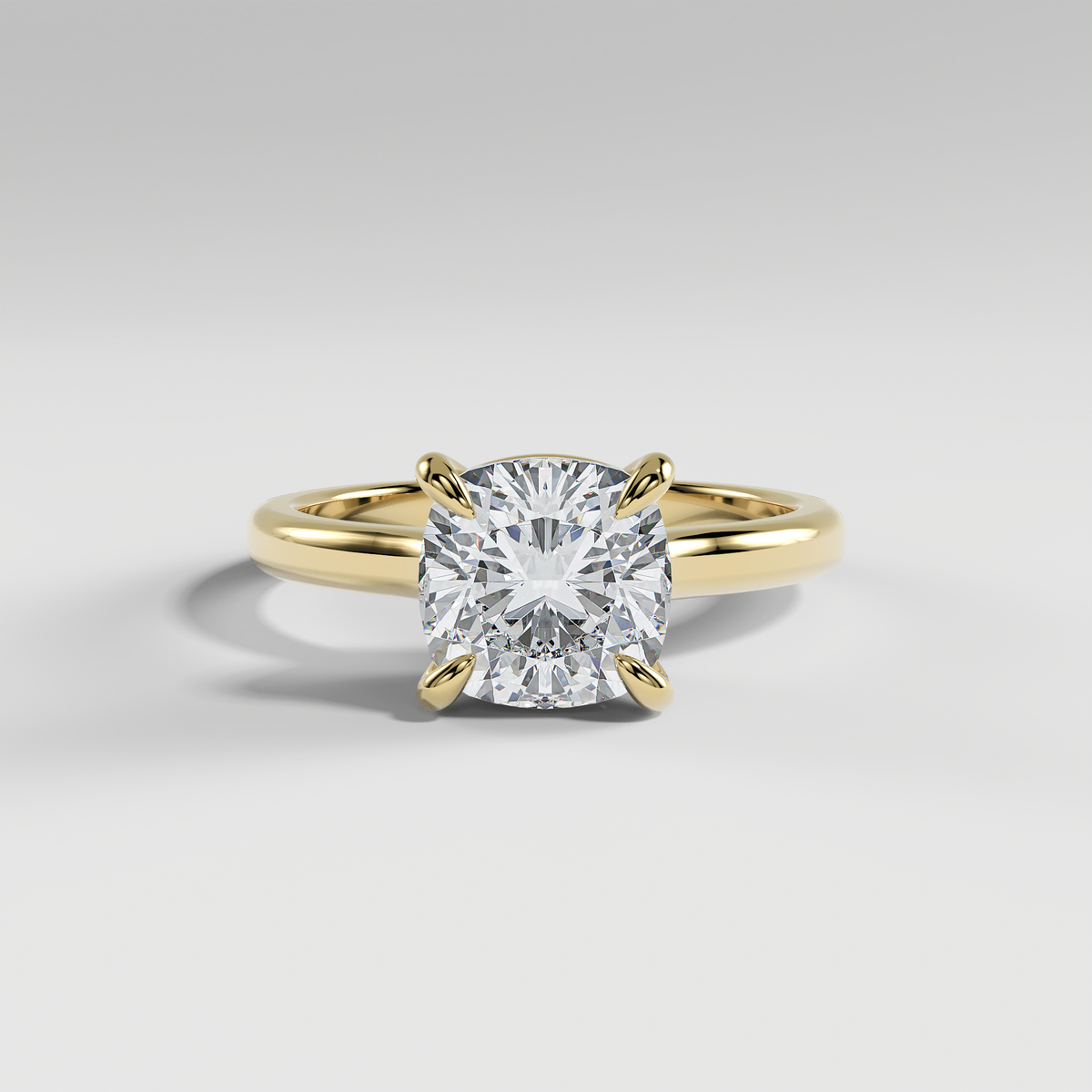 PAISLEY - Cushion Solitaire Engagement Ring with Low-Set Donut Basket and Polished Band