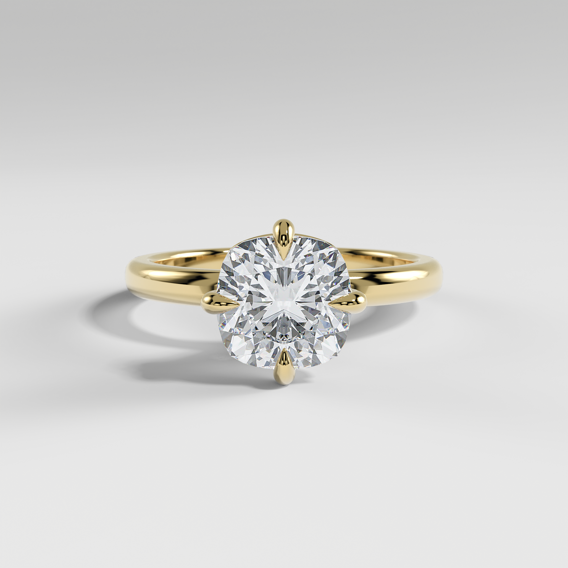 NATALIE - Cushion North–South Solitaire Engagement Ring with Polished Band