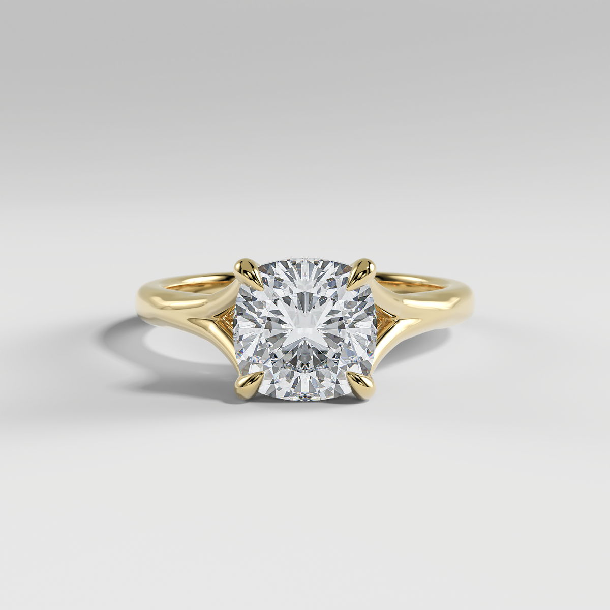 VIVIAN - Cushion Solitaire Engagement Ring with Polished Split Band