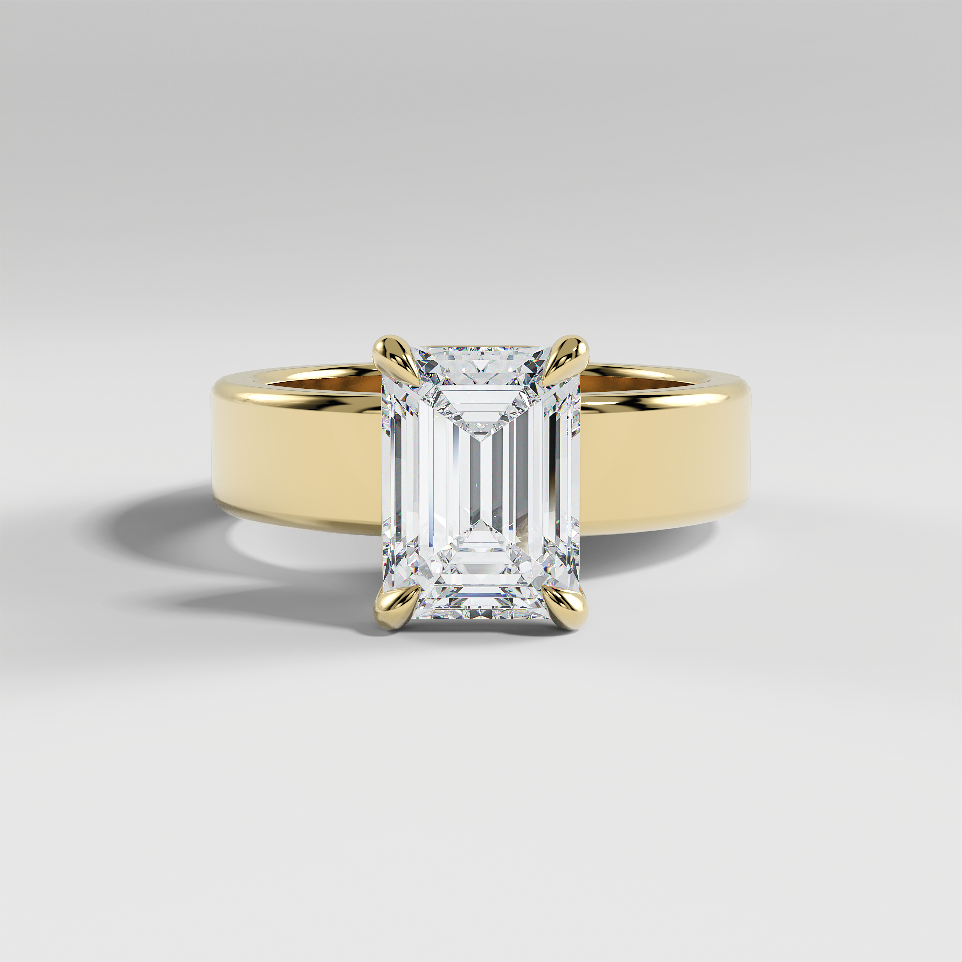 SARAH - Emerald 5mm Flat Solitaire Engagement Ring with Polished Band