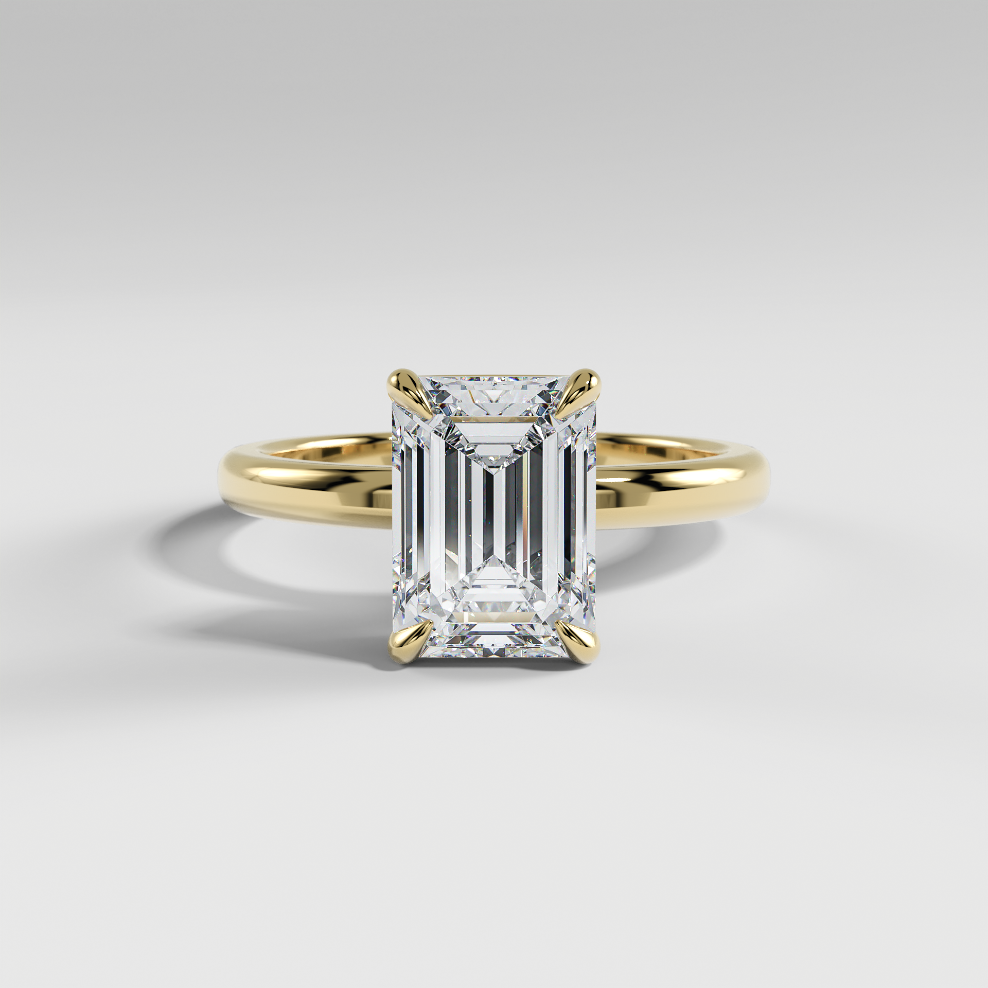 LAURA - Emerald Solitaire Engagement Ring with Choker-Style Hidden Halo and Polished Band