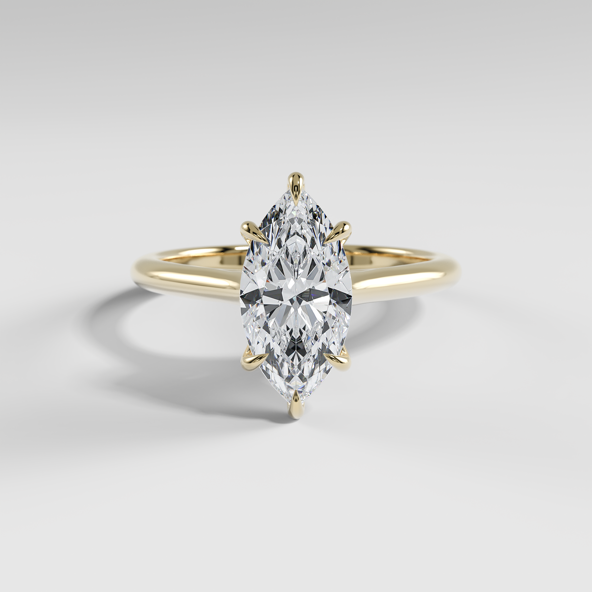 SOPHIA - Marquise Solitaire Engagement Ring with Polished Cathedral Band