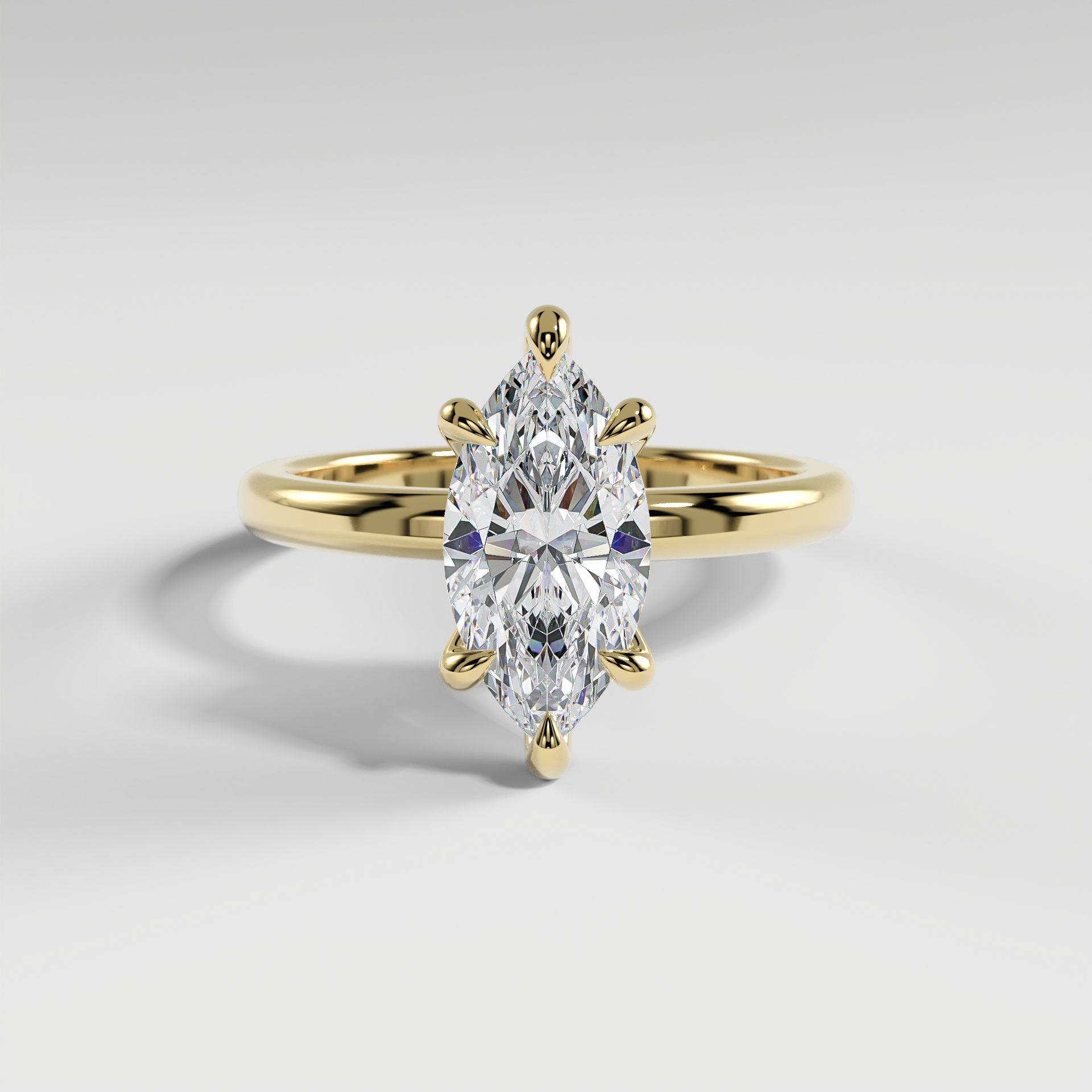 ARIANA - Marquise Solitaire Engagement Ring with Polished Band and Open Basket Setting