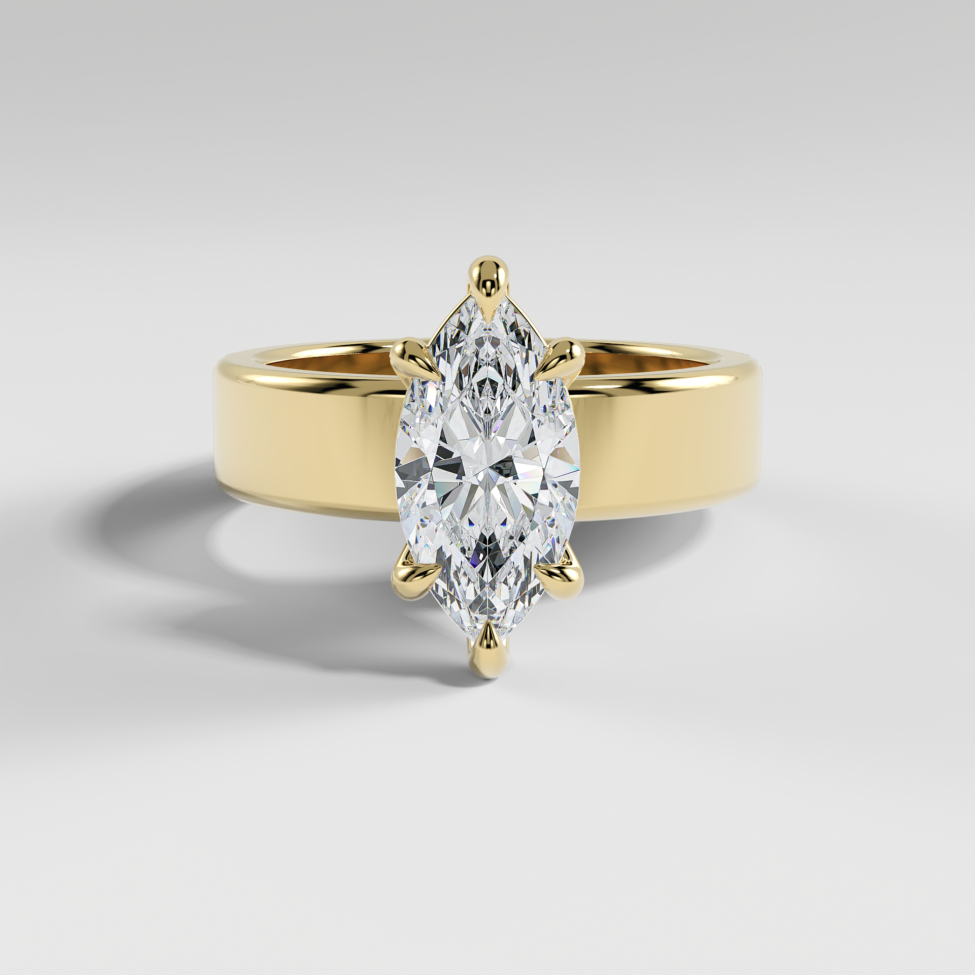 SARAH - Marquise 5mm Flat Solitaire Engagement Ring with Polished Band