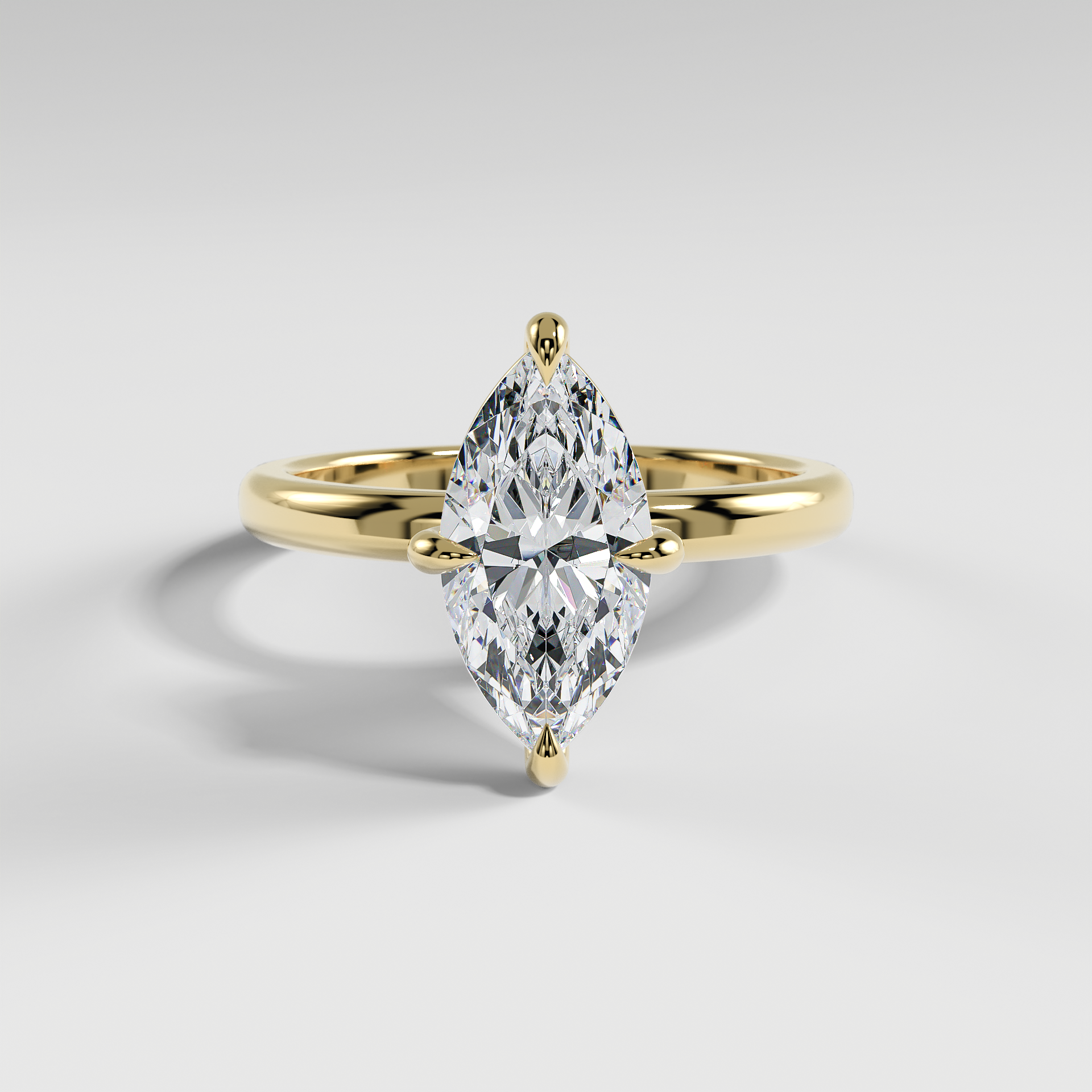 NATALIE - Marquise North–South Solitaire Engagement Ring with Polished Band