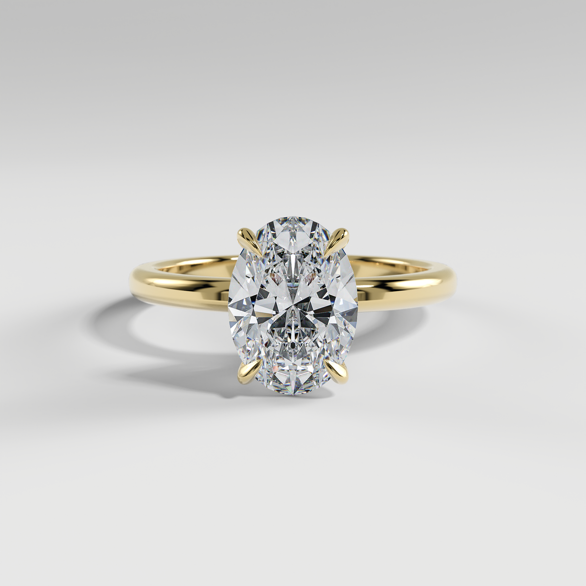 MIA - Oval Solitaire Engagement Ring with Polished Band