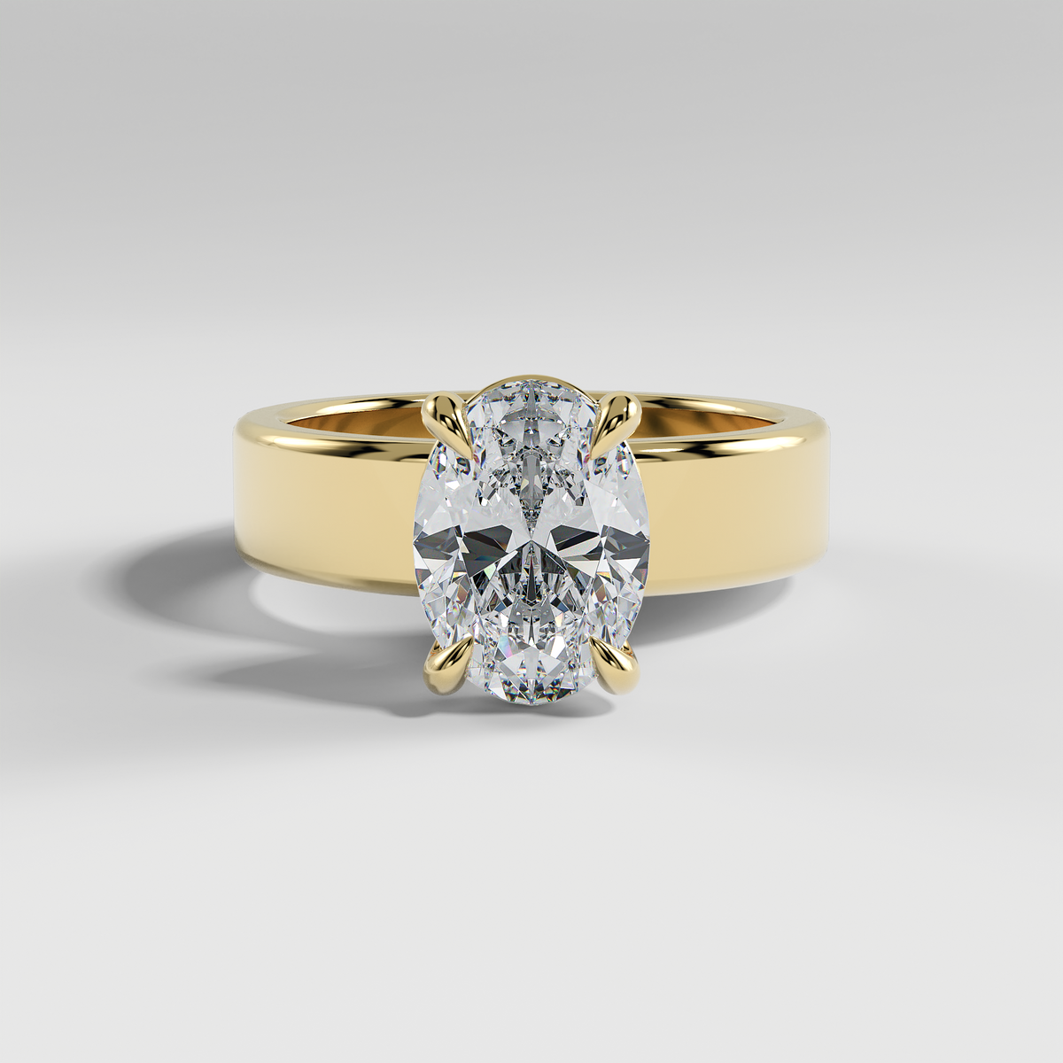 SARAH - Oval 5mm Flat Solitaire Engagement Ring with Polished Band
