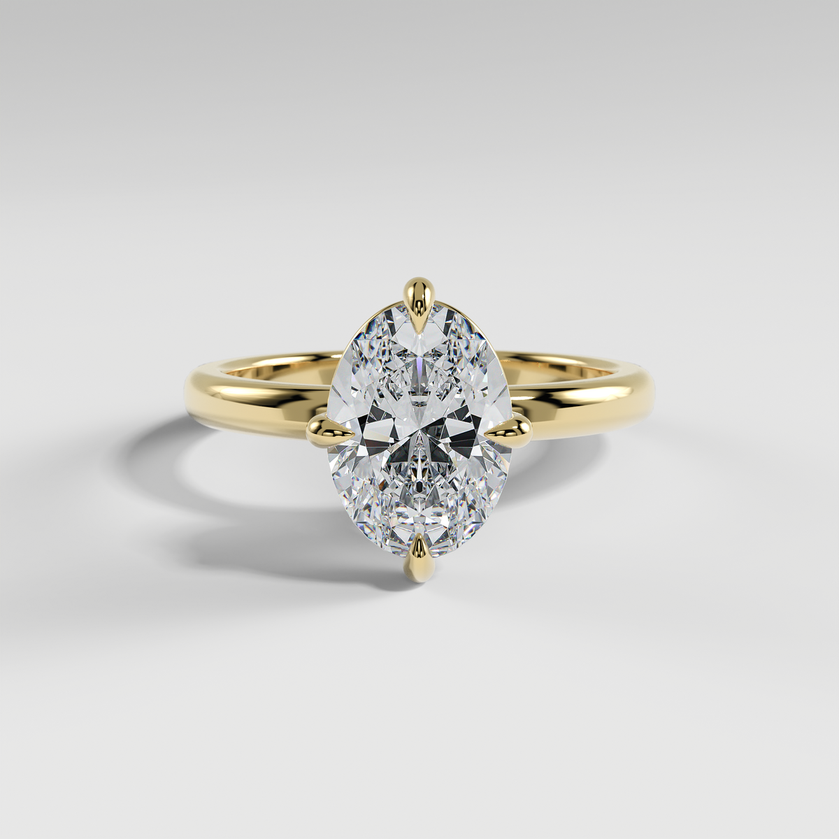 NATALIE - Oval North–South Solitaire Engagement Ring with Polished Band
