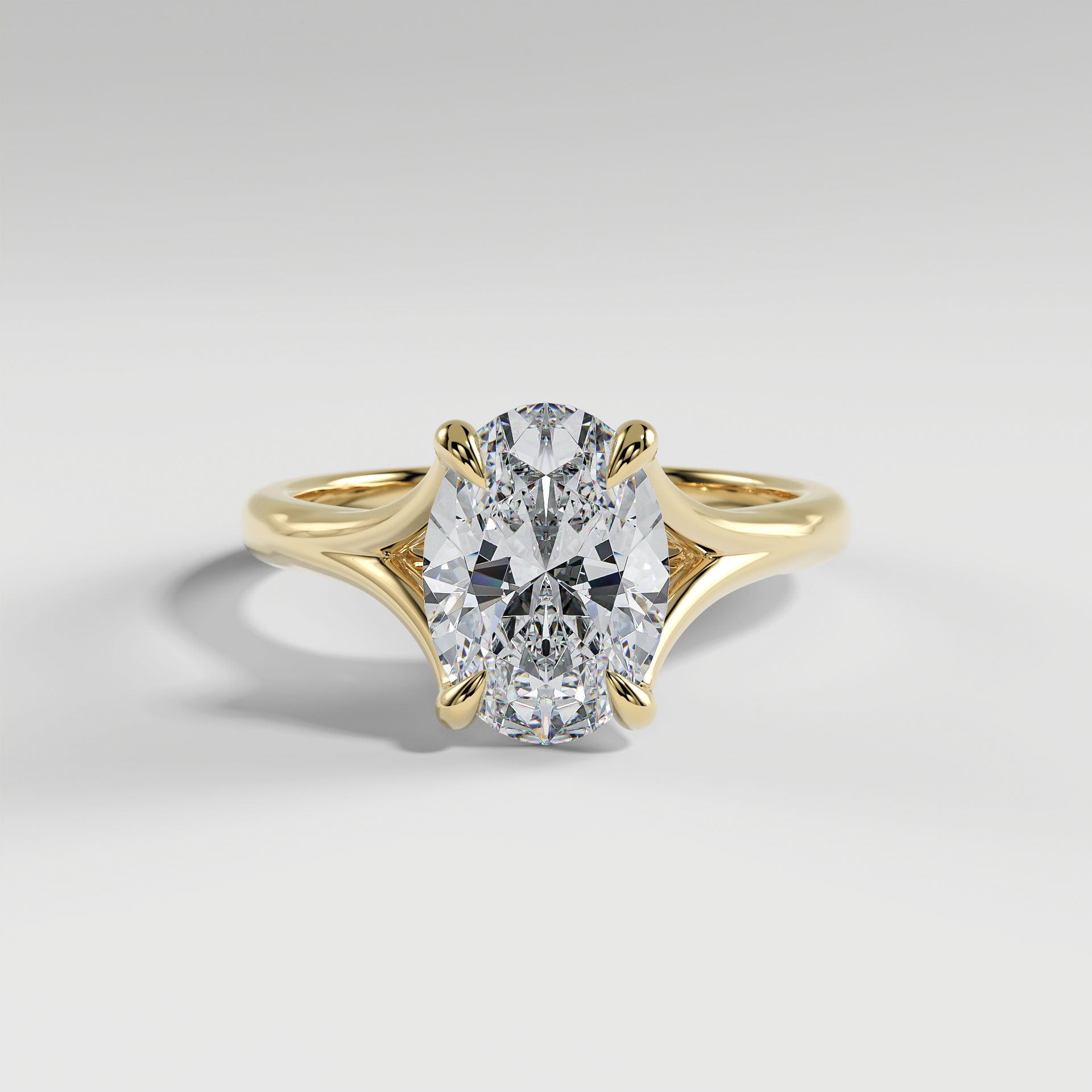 VIVIAN - Oval Solitaire Engagement Ring with Polished Split Band