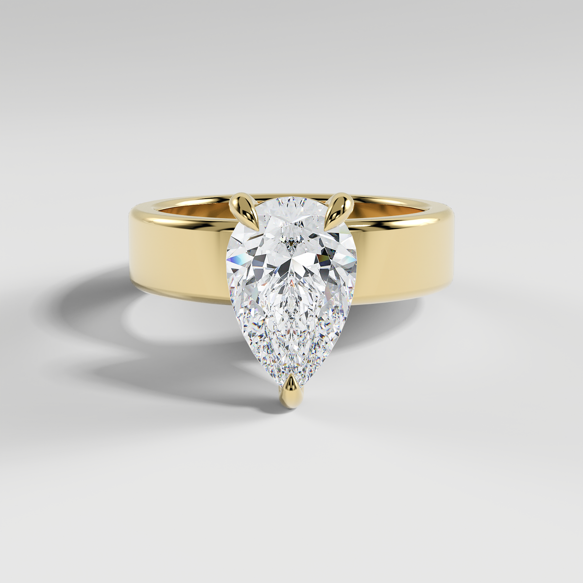 SARAH - Pear 5mm Flat Solitaire Engagement Ring with Polished Band