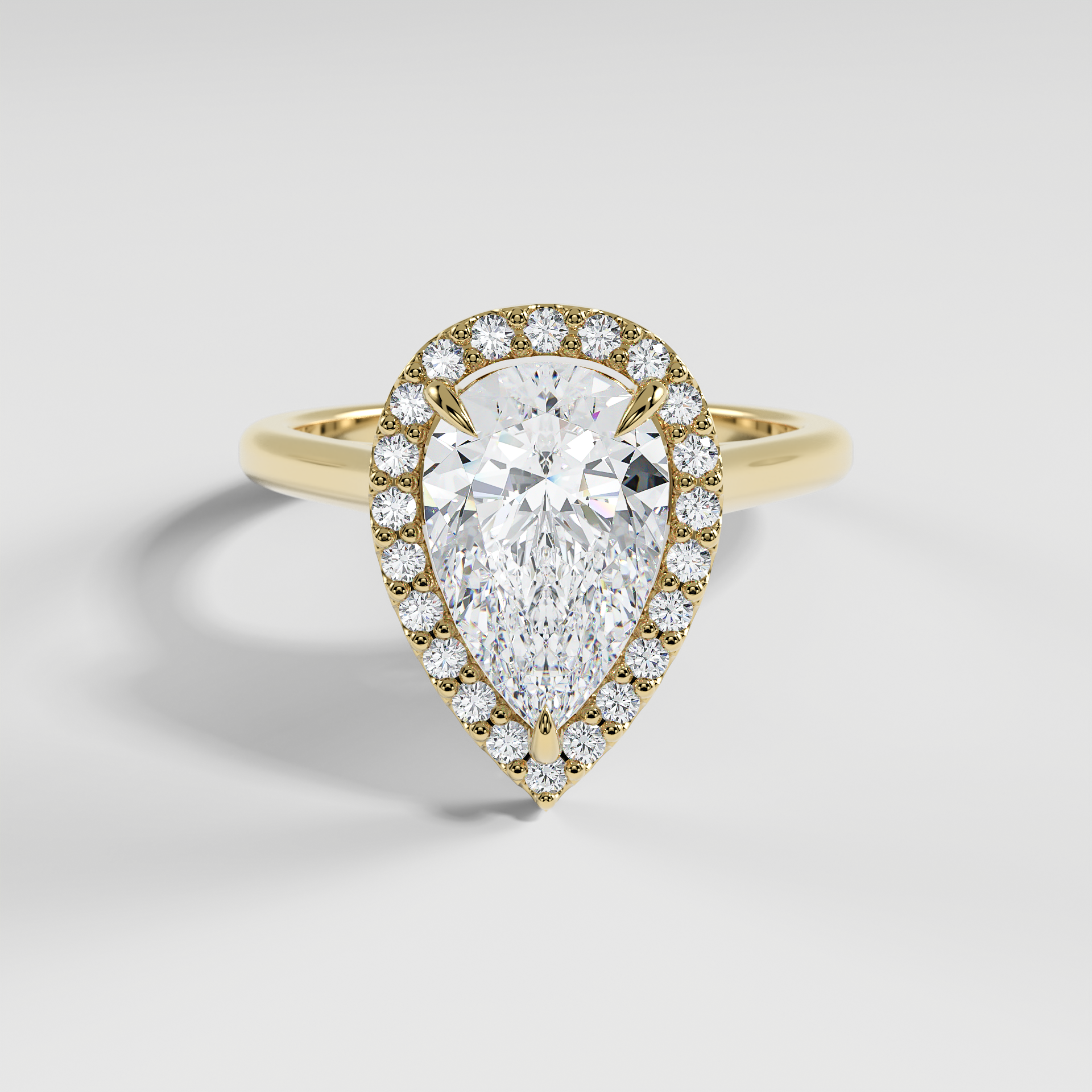 LULU - Pear Halo Engagement Ring with Polished Cathedral Band
