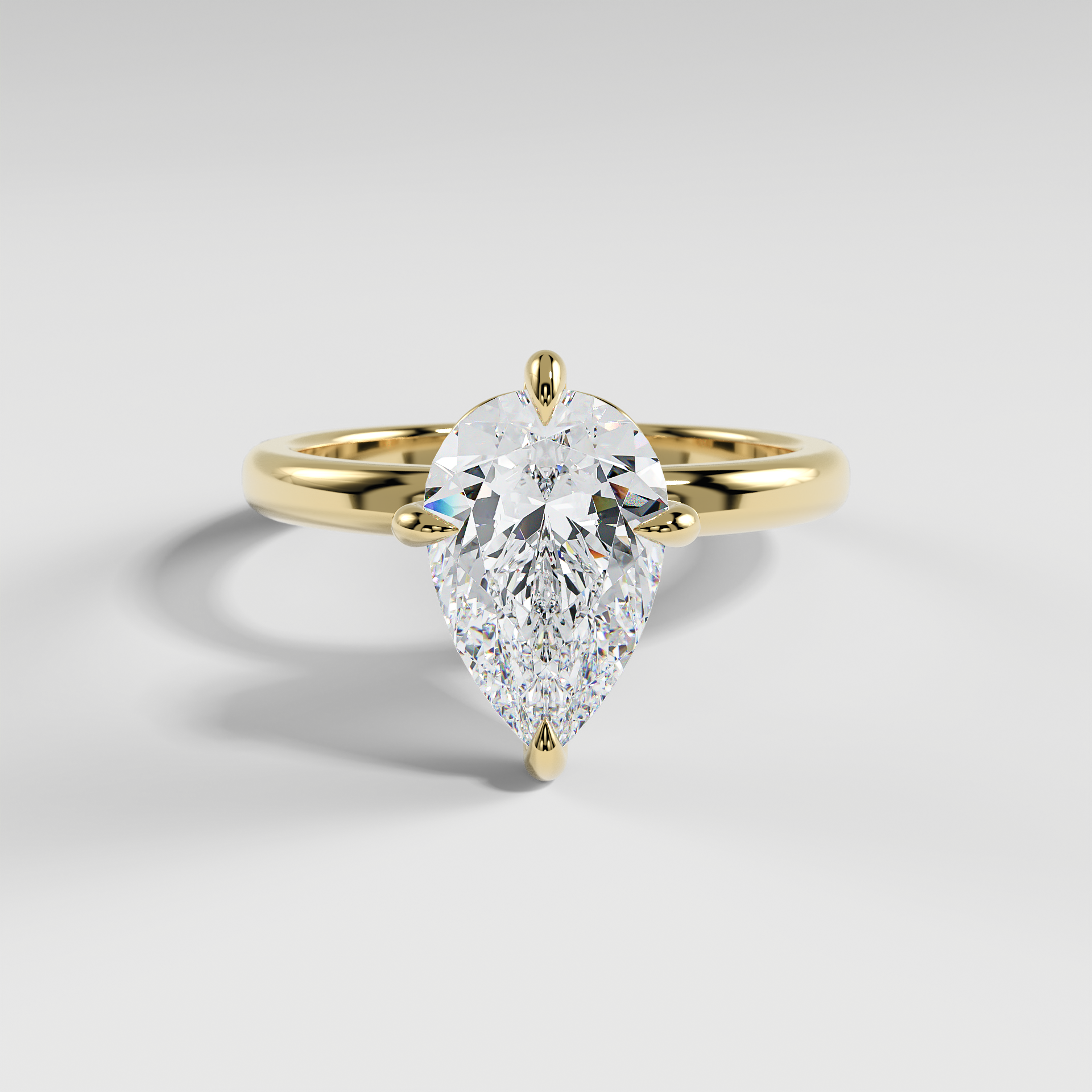 NATALIE - Pear North–South Solitaire Engagement Ring with Polished Band