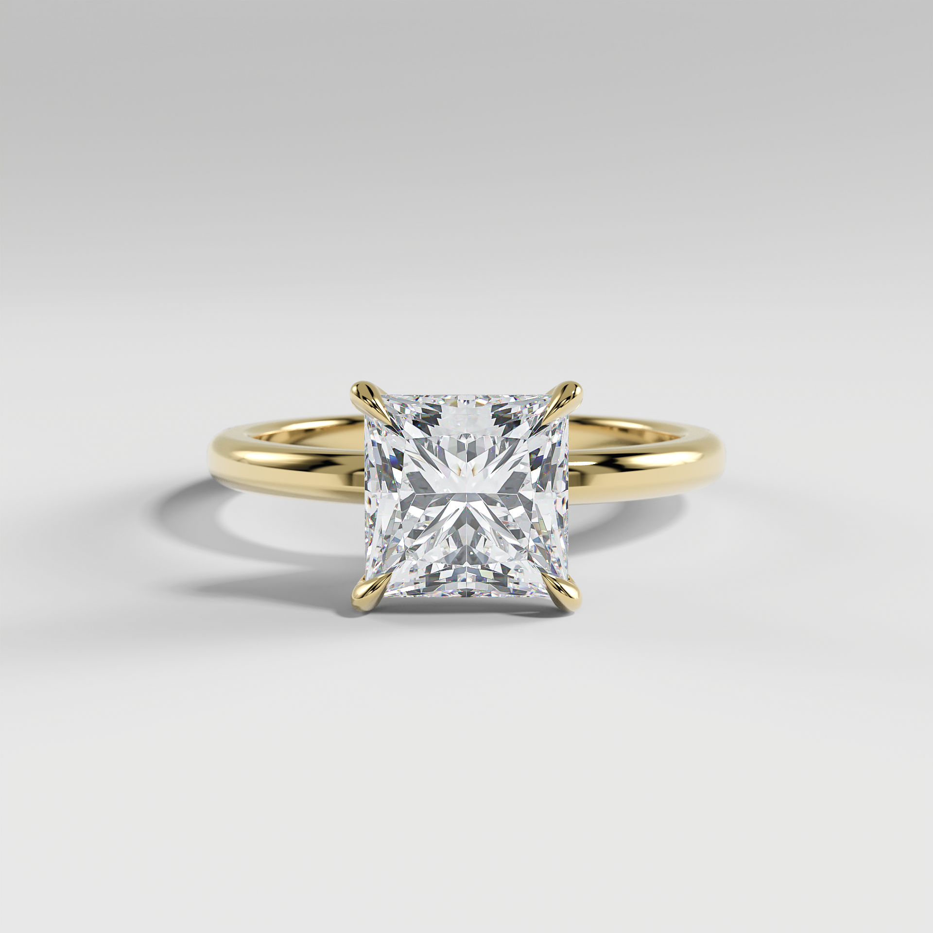 MIA - Princess Solitaire Engagement Ring with Polished Band