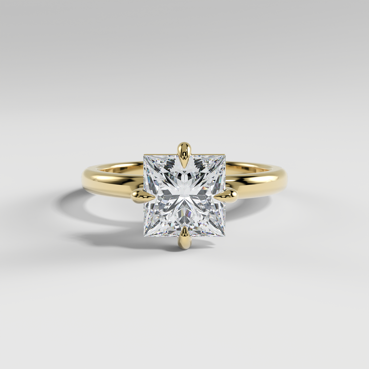 NATALIE - Princess North–South Solitaire Engagement Ring with Polished Band