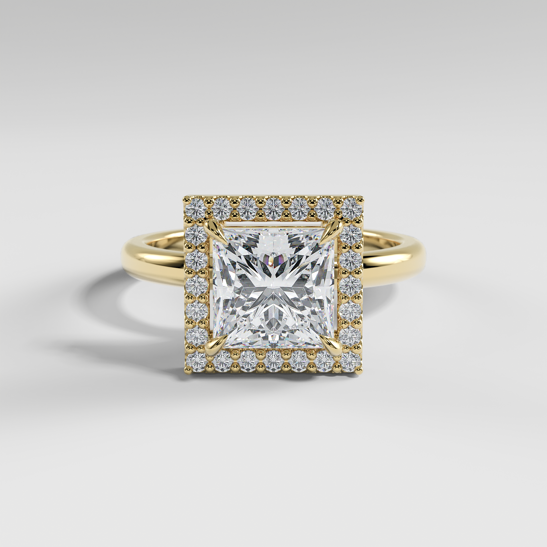 ELIANA - Princess Halo Engagement Ring with Polished Band