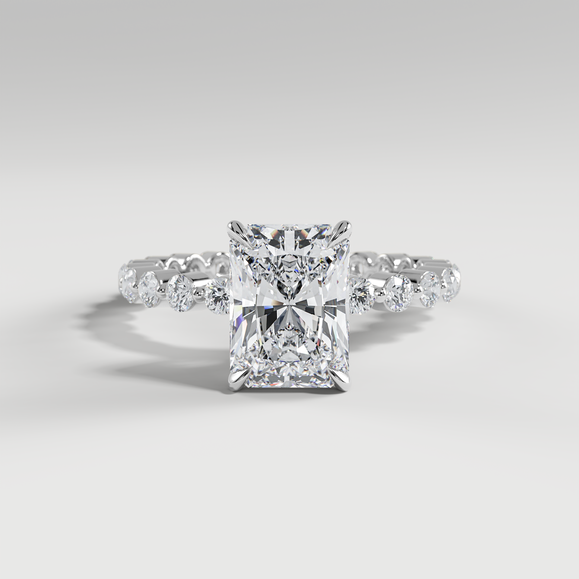 CHLOE - Radiant Solitaire Engagement Ring with 2.2mm Round Accent Diamonds