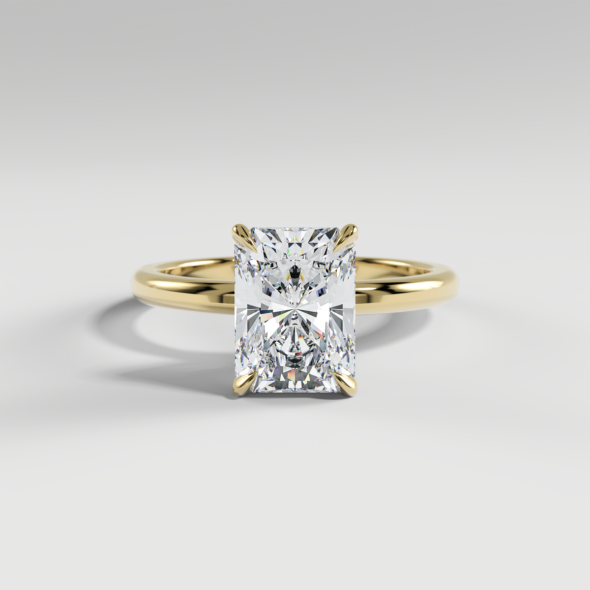MIA - Radiant Solitaire Engagement Ring with Polished Band