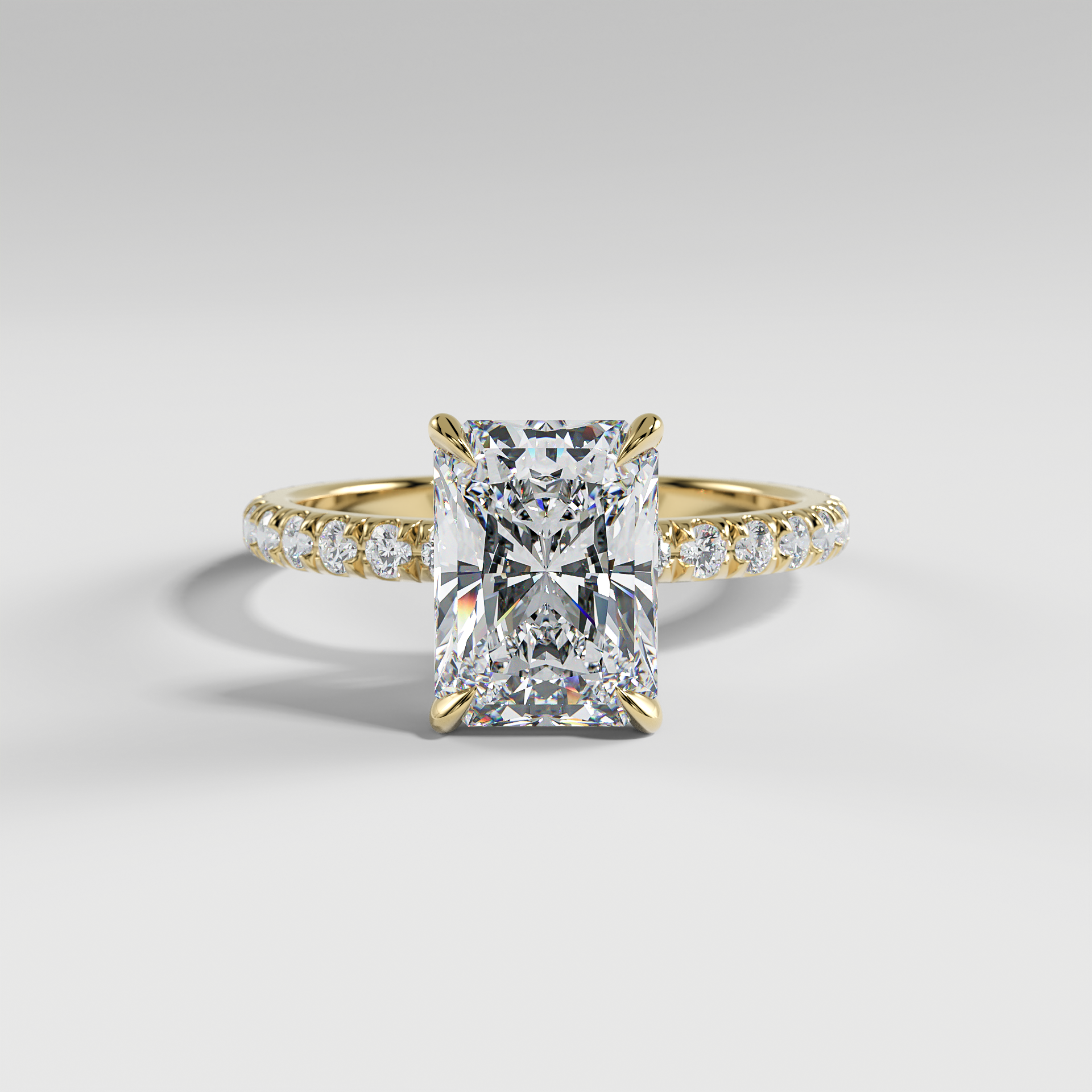 ISABELLA - Radiant Solitaire Engagement Ring with Pavé Diamond Band