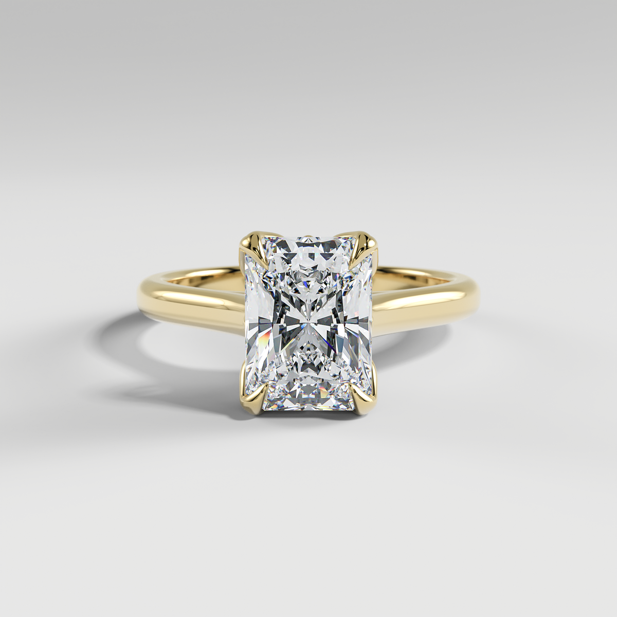 GEORGIA - Radiant Solitaire Engagement Ring with Polished Cathedral Band and Lotus Basket