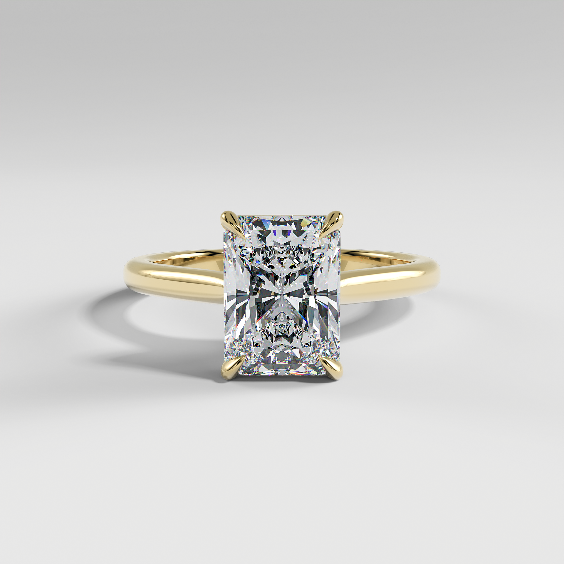 EMMA - Radiant Solitaire Engagement Ring with Hidden Halo and Polished Cathedral Band
