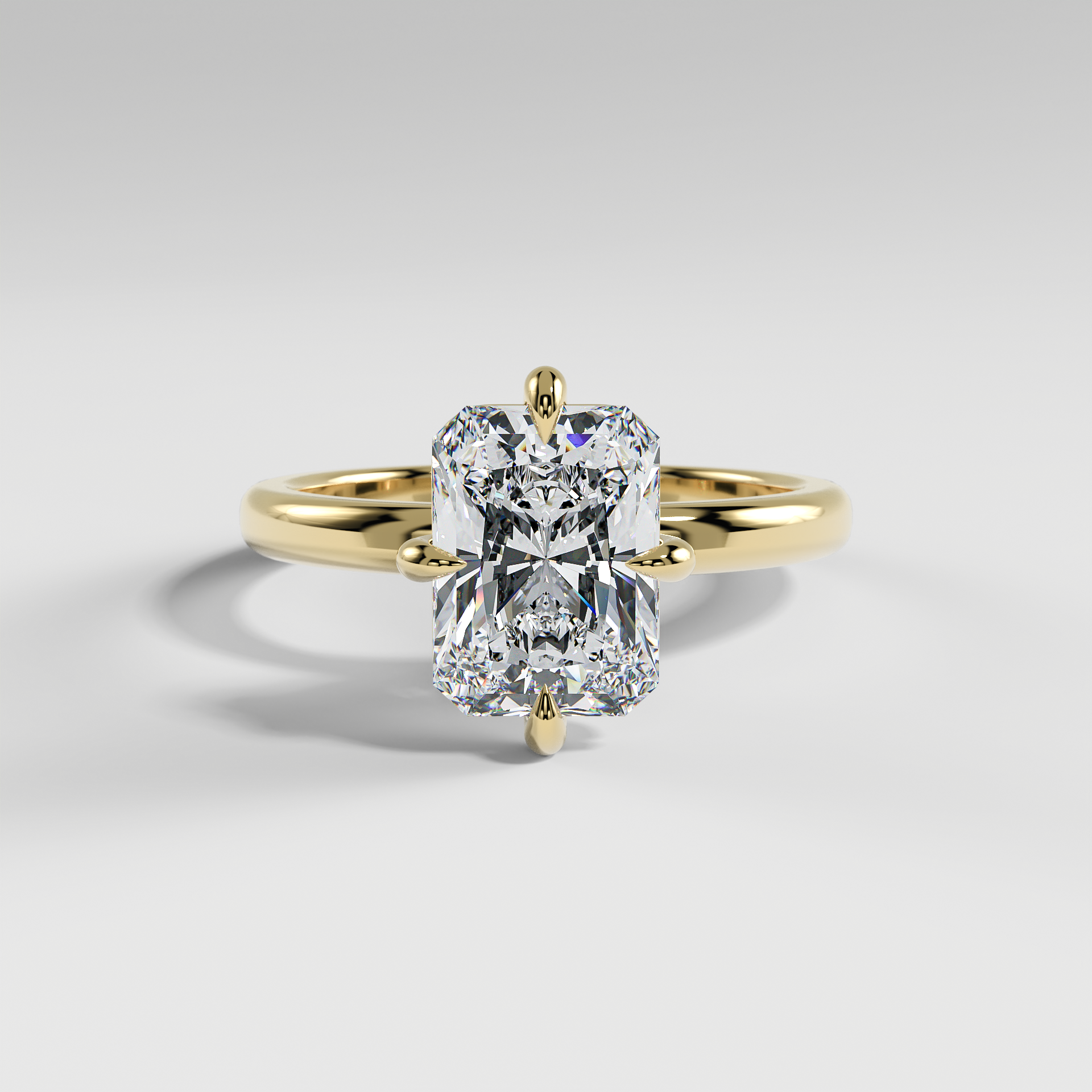 NATALIE - Radiant North–South Solitaire Engagement Ring with Polished Band