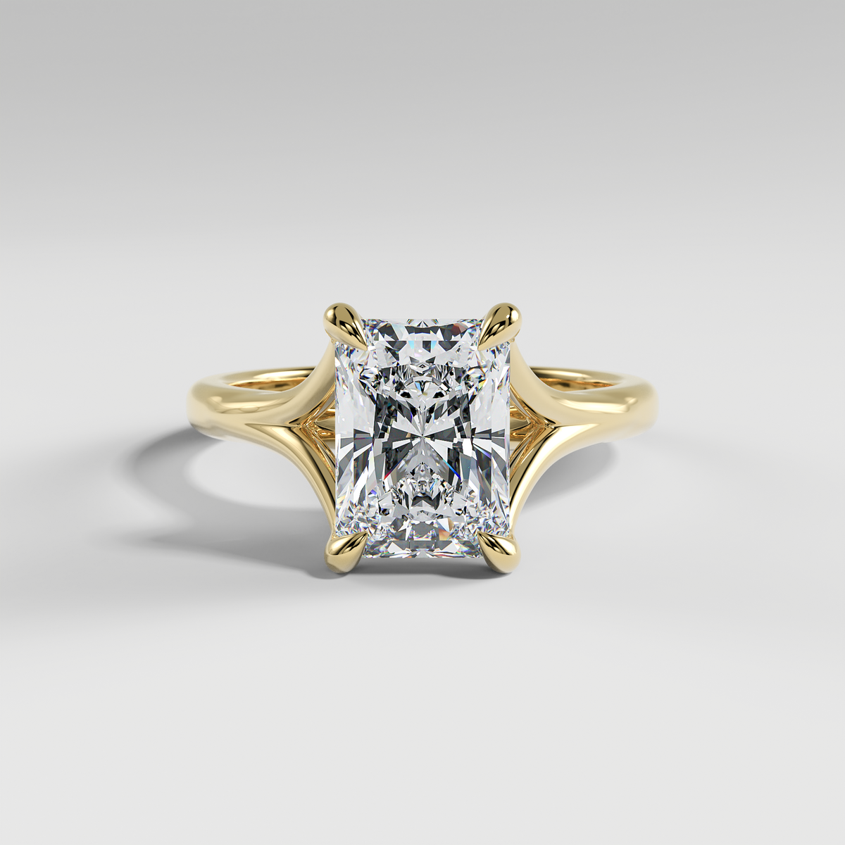 VIVIAN - Radiant Solitaire Engagement Ring with Polished Split Band