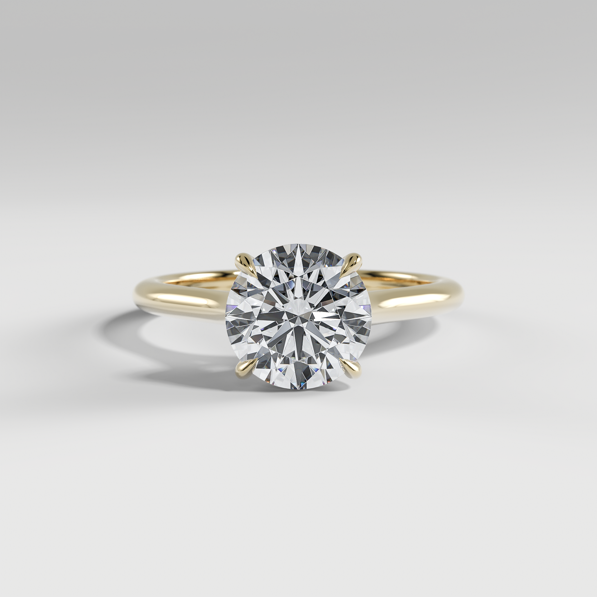 SOPHIA - Round Solitaire Engagement Ring with Polished Cathedral Band