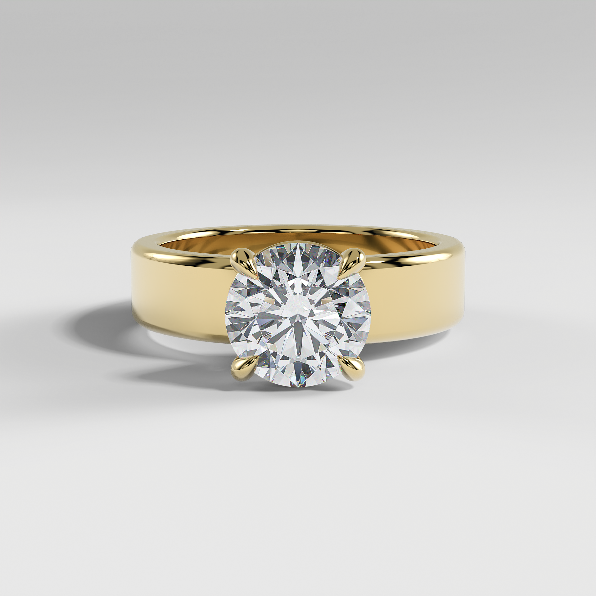 SARAH - Round 5mm Flat Solitaire Engagement Ring with Polished Band