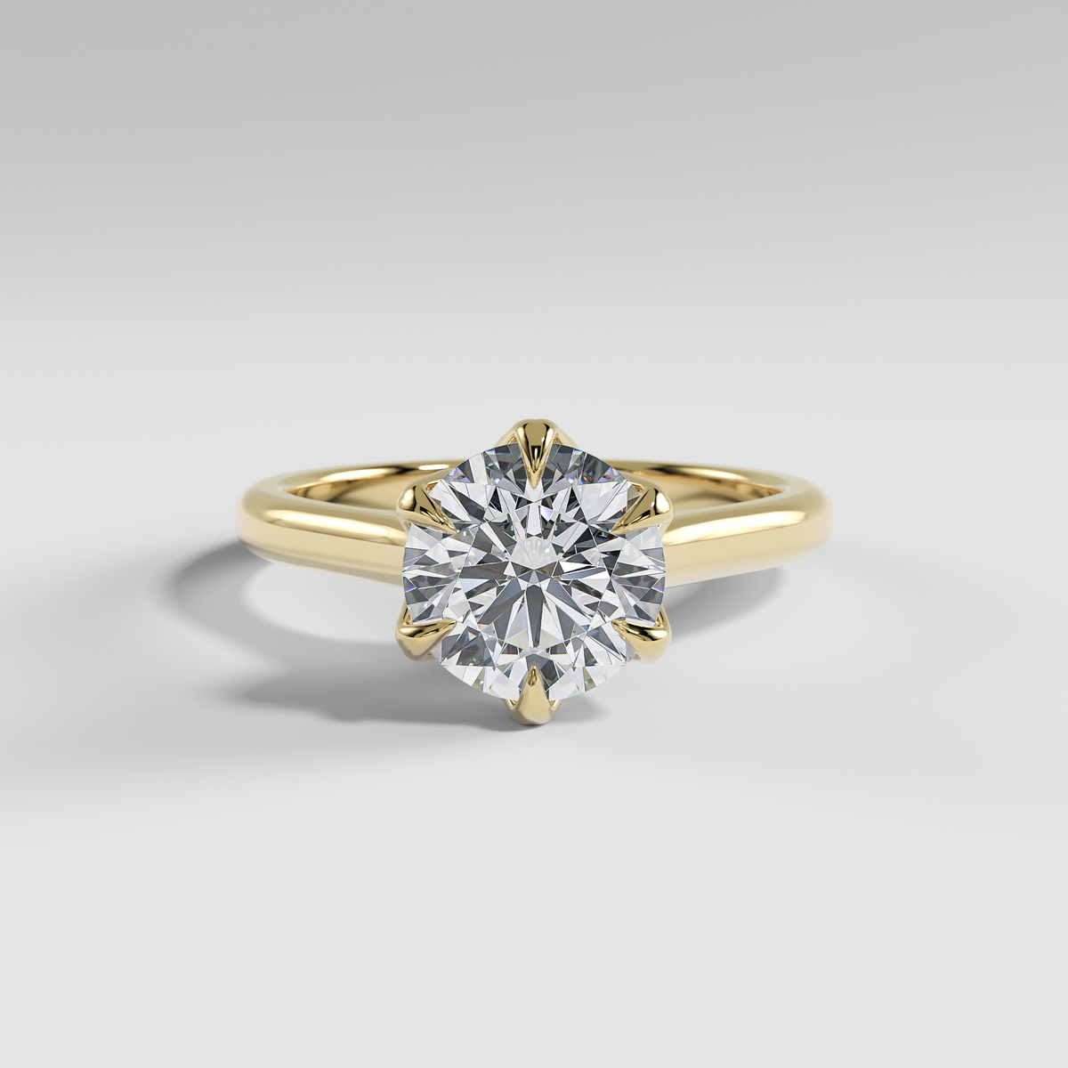 GEORGIA - Round Solitaire Engagement Ring with Polished Cathedral Band and Lotus Basket