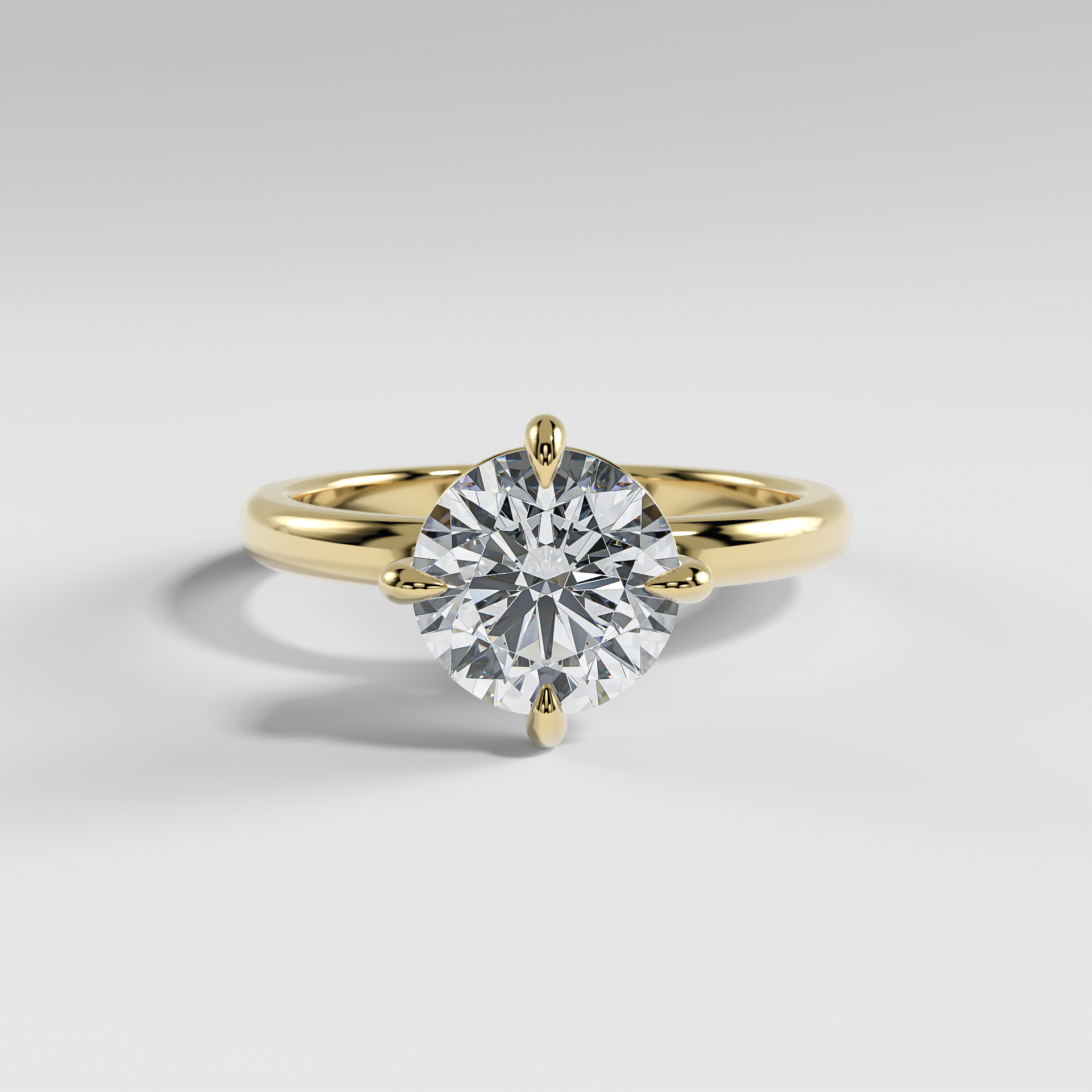 NATALIE - Round North–South Solitaire Engagement Ring with Polished Band