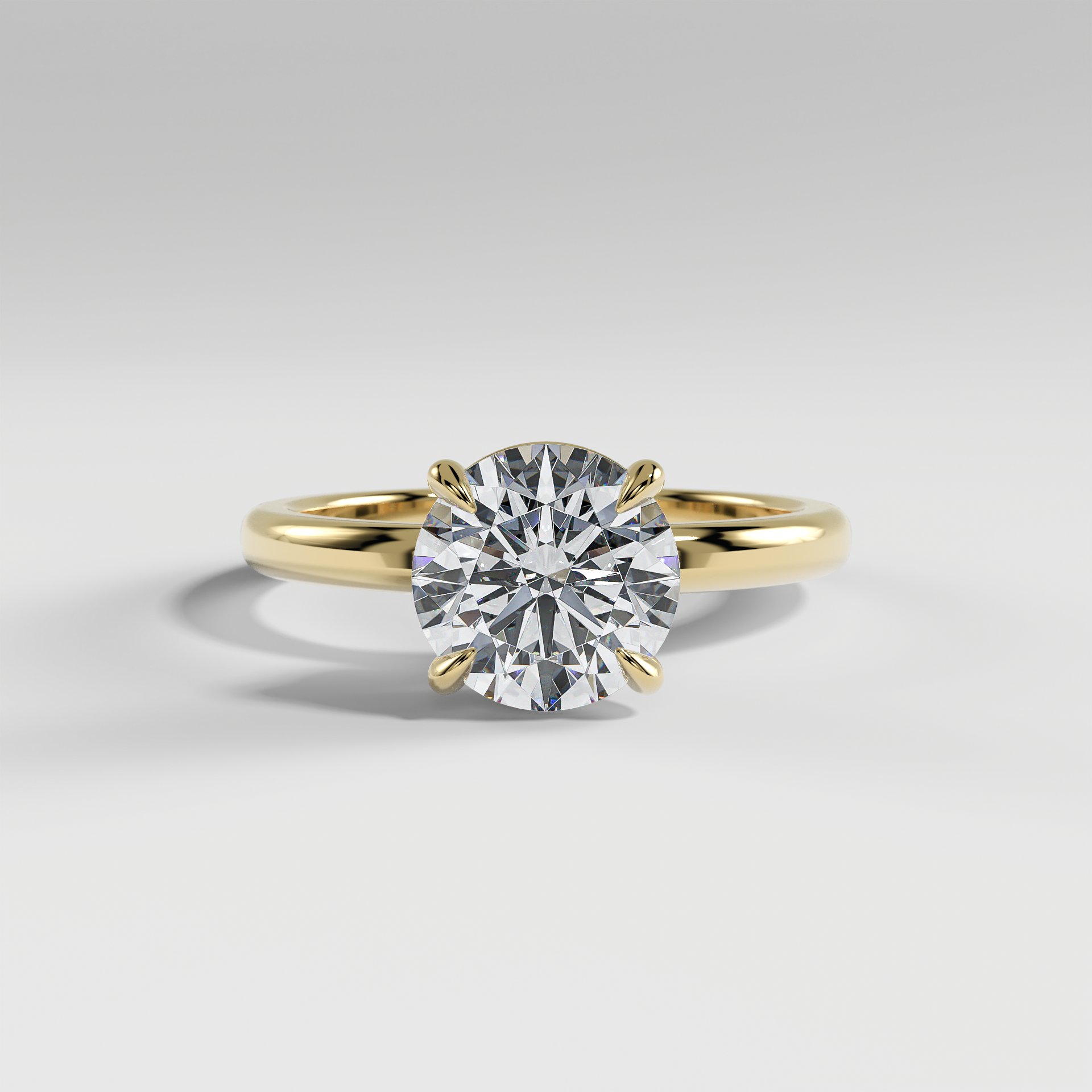 LAURA - Round Solitaire Engagement Ring with Choker-Style Hidden Halo and Polished Band