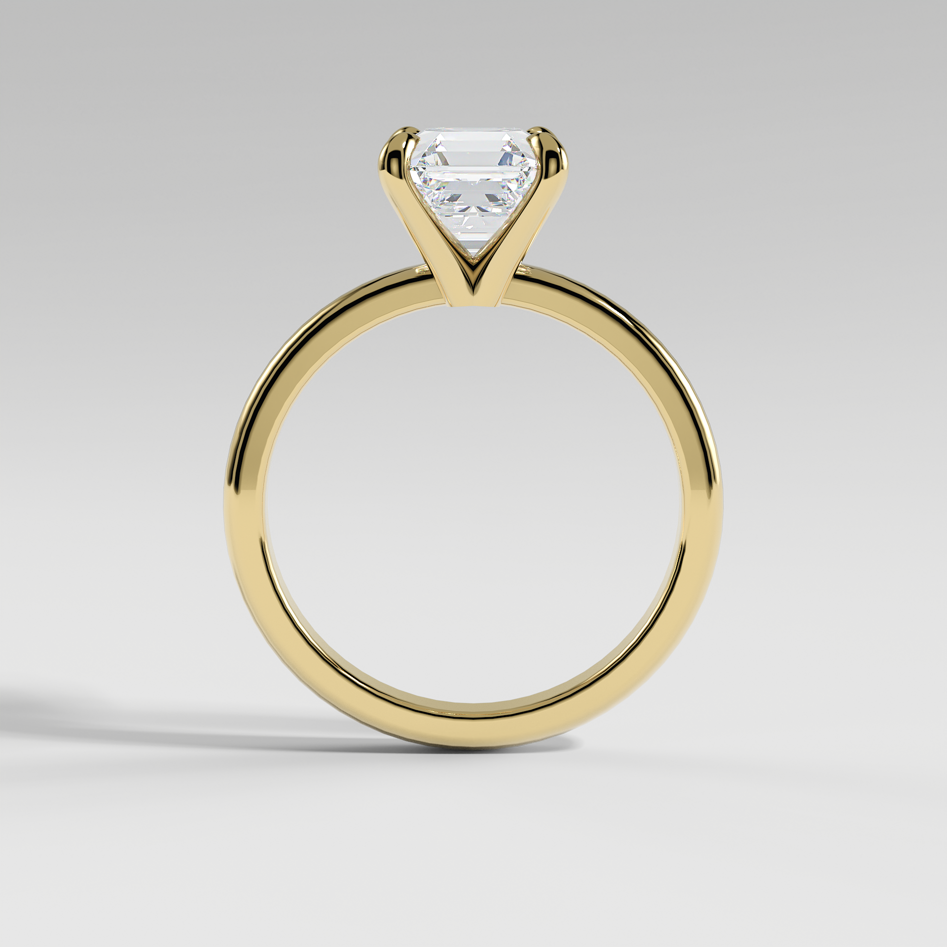 ARIANA - Asscher Solitaire Engagement Ring with Polished Band and Open Basket Setting