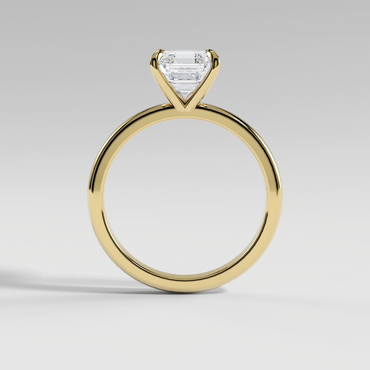 MIA - Asscher Solitaire Engagement Ring with Polished Band