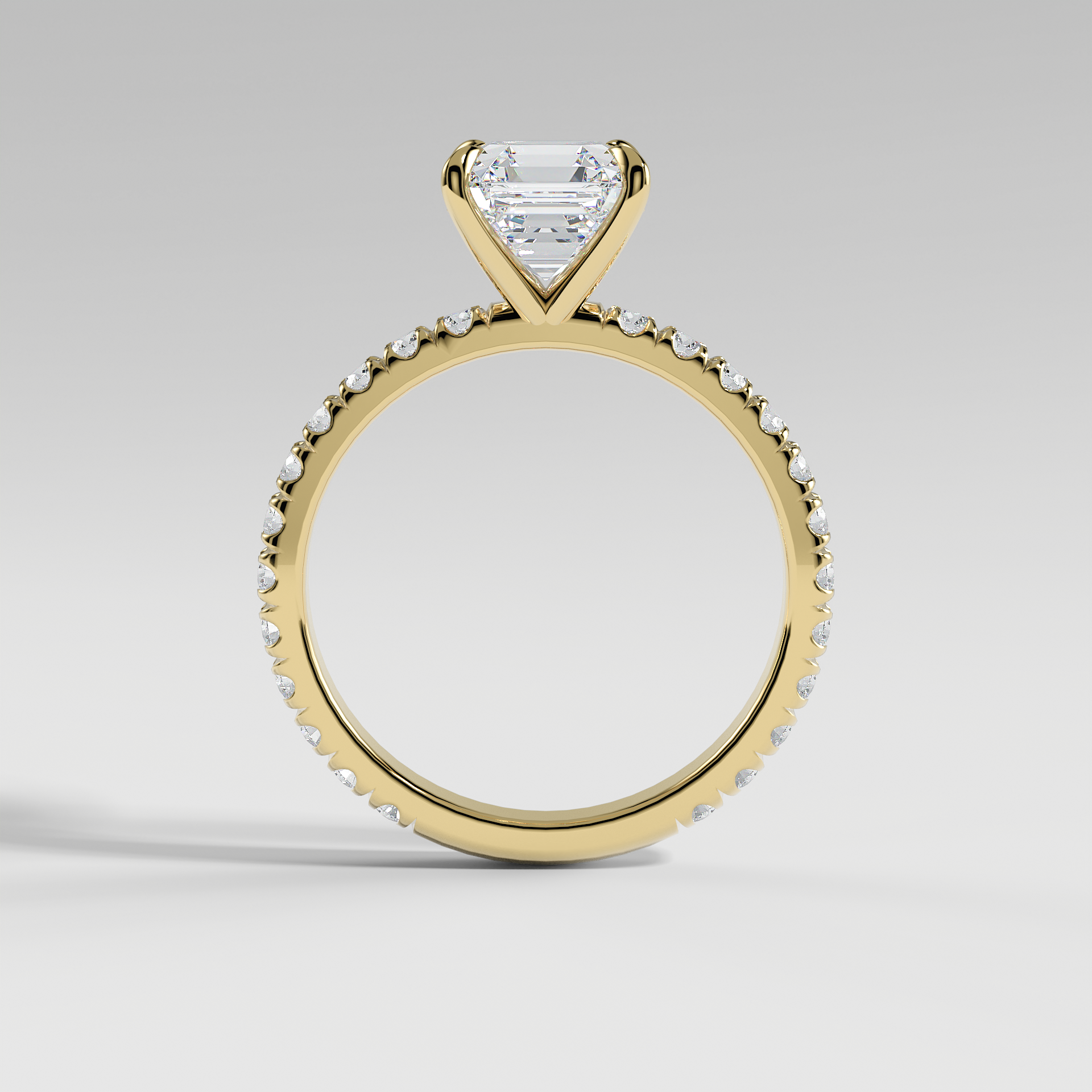 ISABELLA - Asscher Solitaire Engagement Ring with Pavé Diamond Band