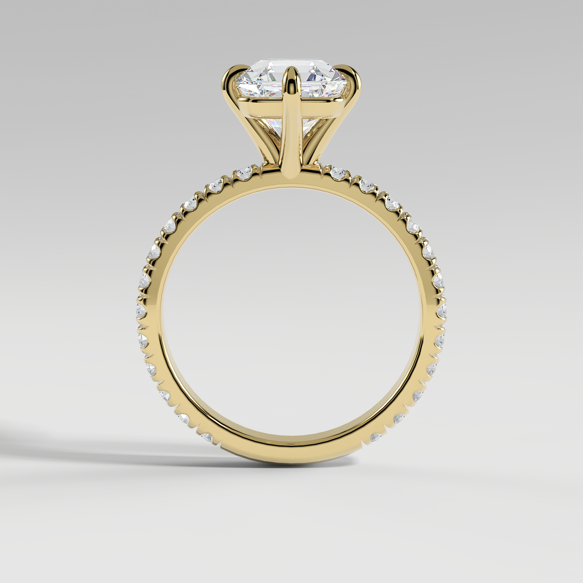 ANNA - Asscher North–South Solitaire Engagement Ring with Pavé Diamond