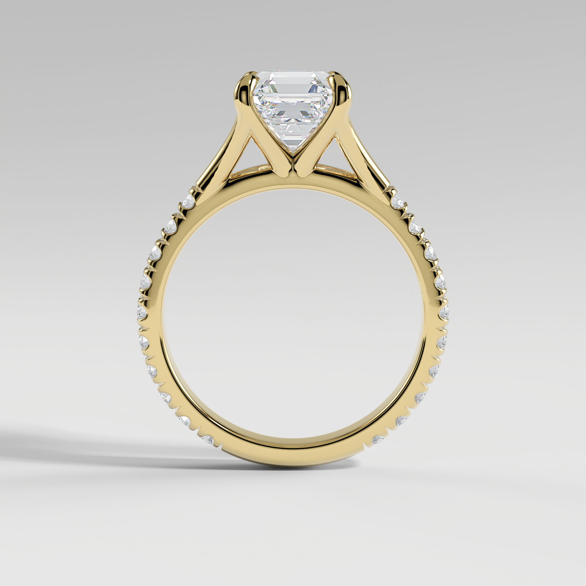 VICTORIA - Asscher Solitaire Engagement Ring with Pavé Diamond Split Band