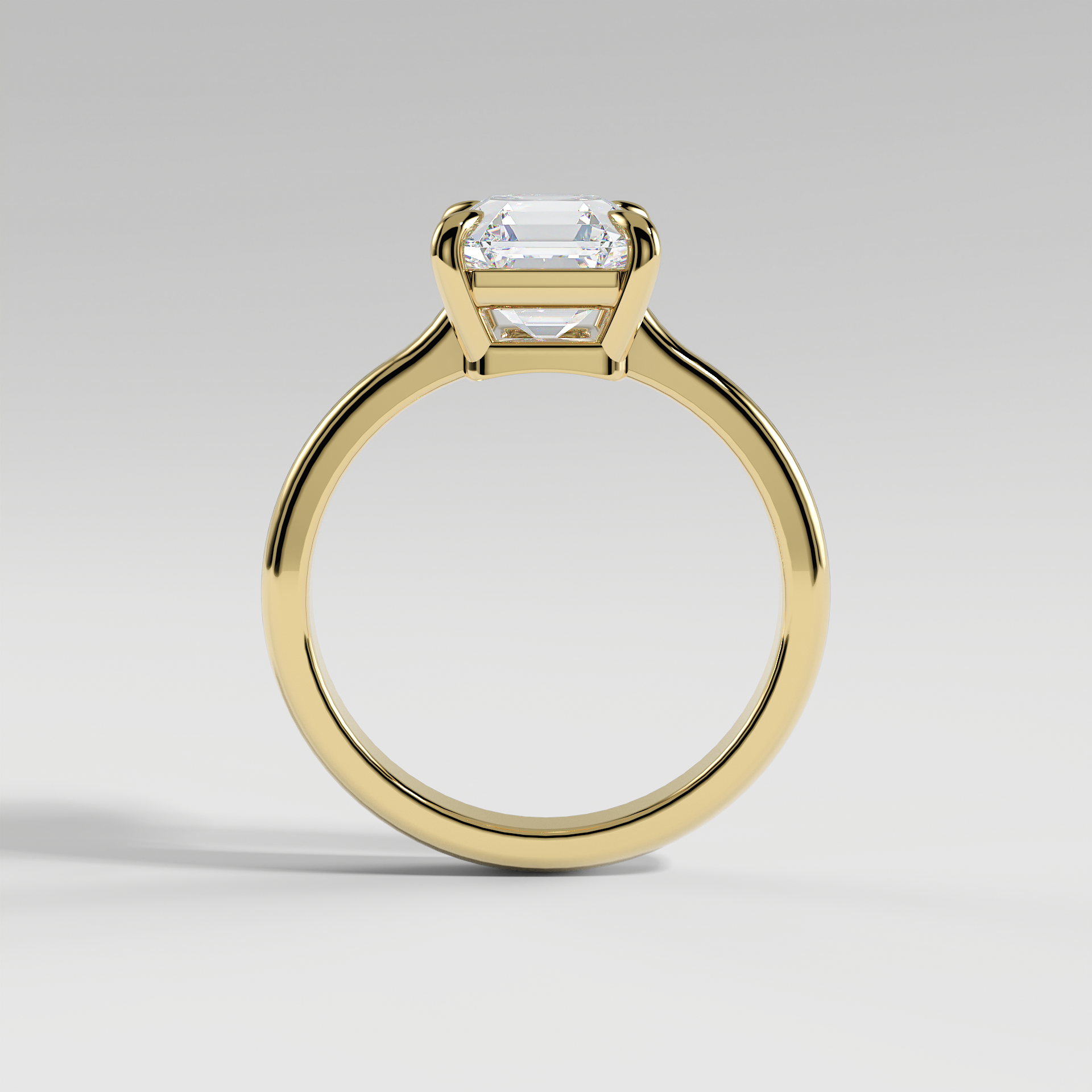 PAISLEY - Asscher Solitaire Engagement Ring with Low-Set Donut Basket and Polished Band