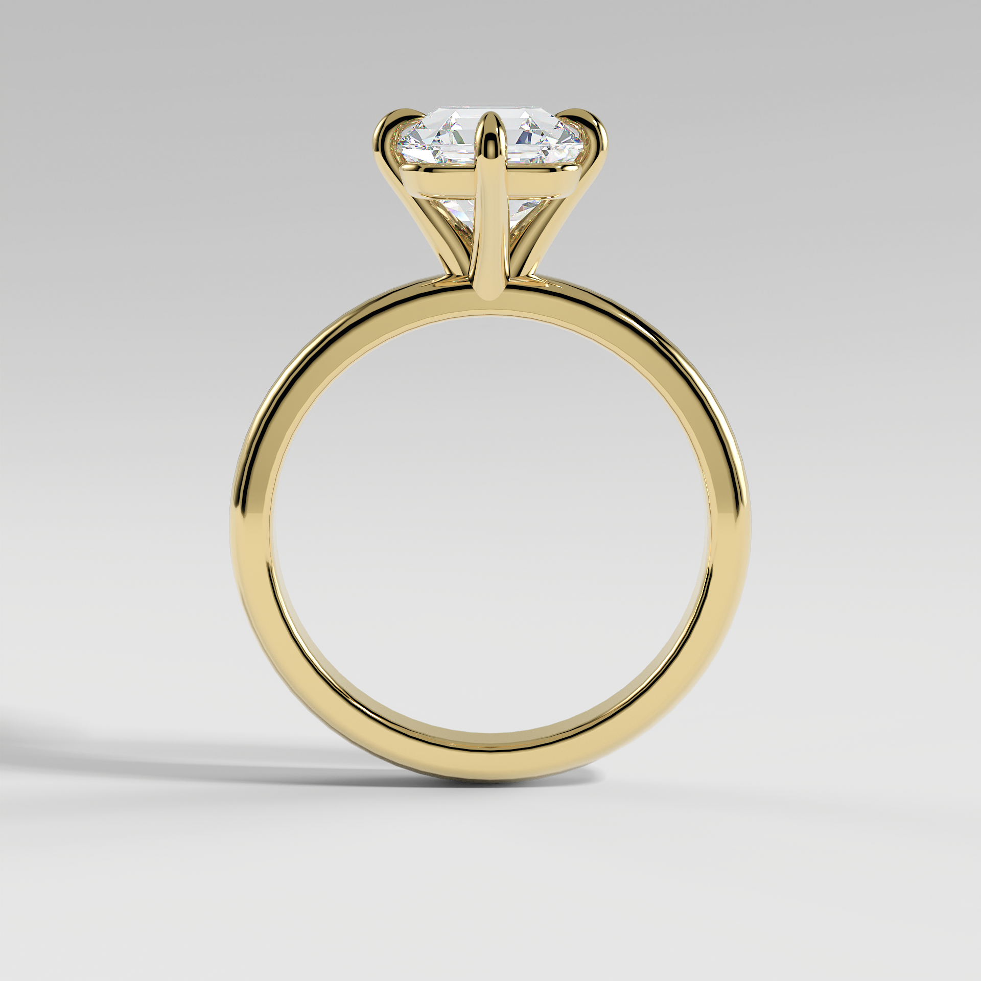NATALIE - Asscher North–South Solitaire Engagement Ring with Polished Band