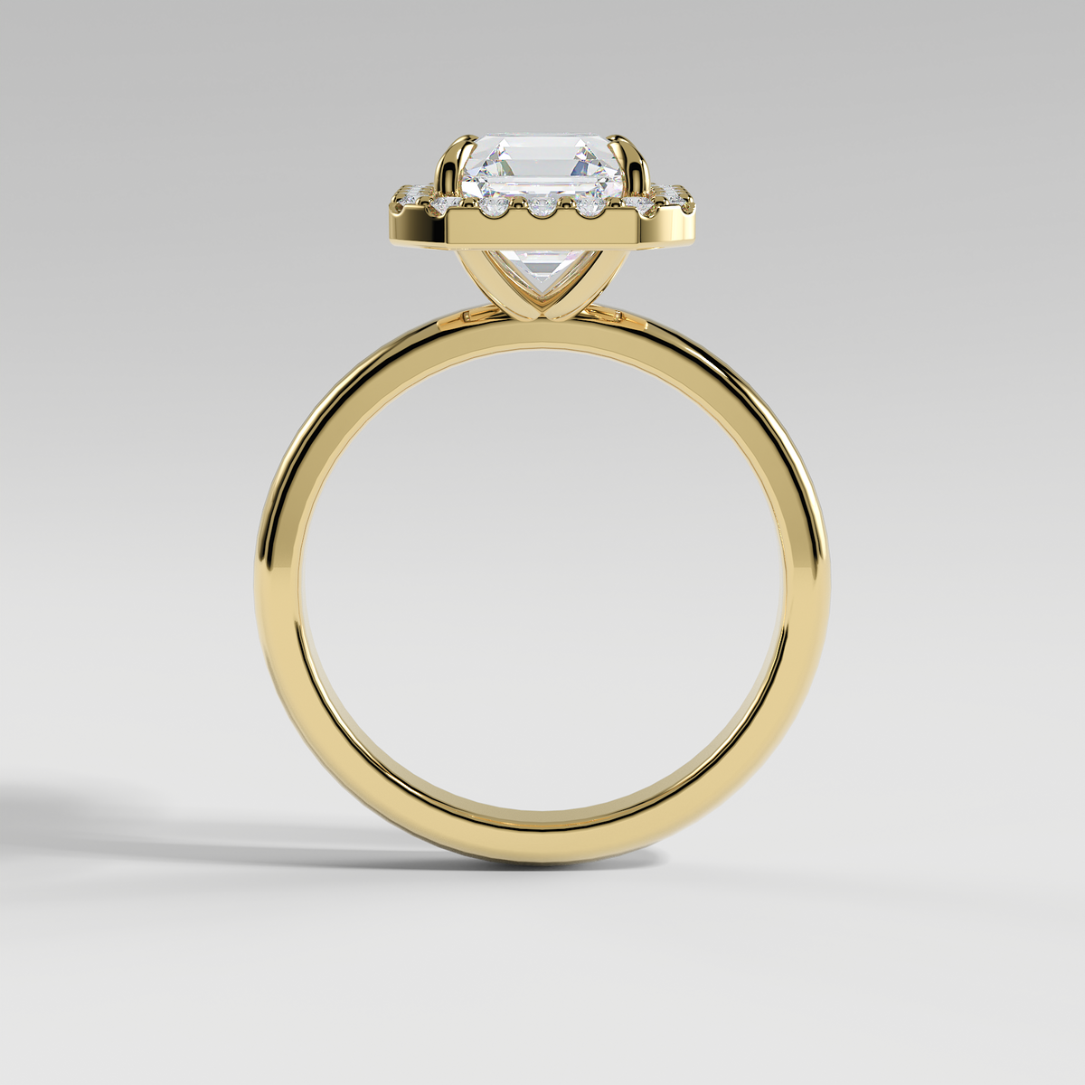 ELIANA - Asscher Halo Engagement Ring with Polished Band