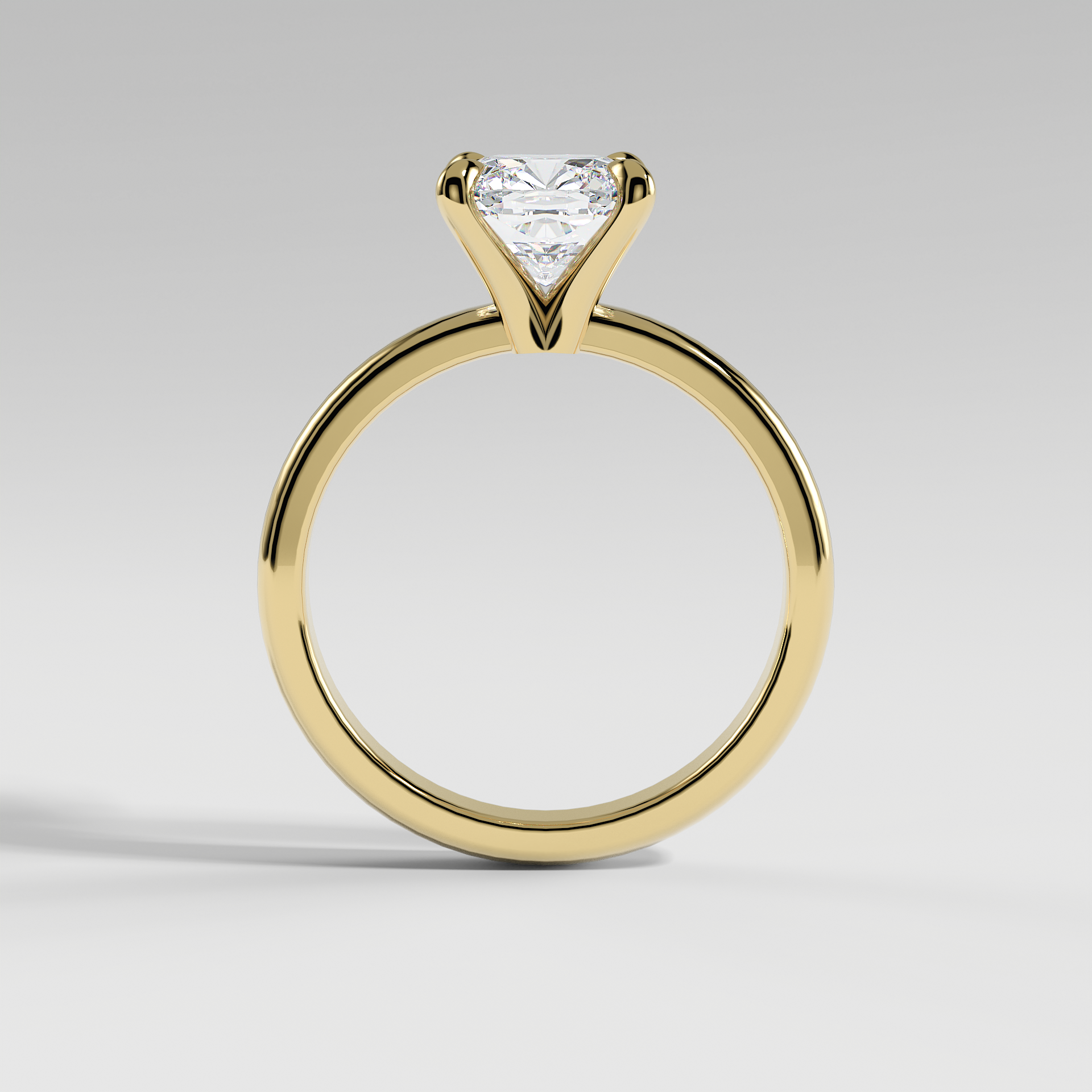 ARIANA - Cushion Solitaire Engagement Ring with Polished Band and Open Basket Setting