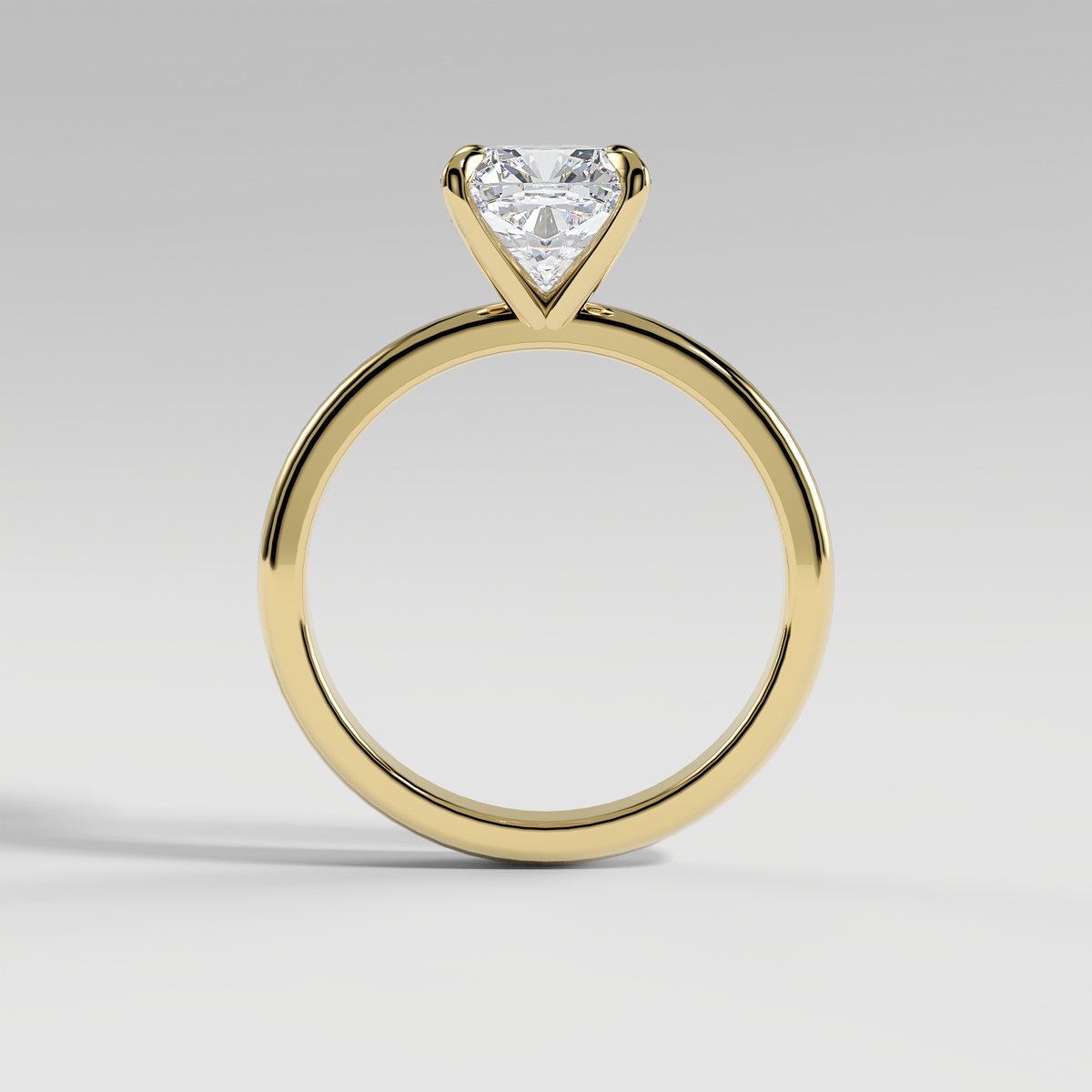 MIA - Cushion Solitaire Engagement Ring with Polished Band