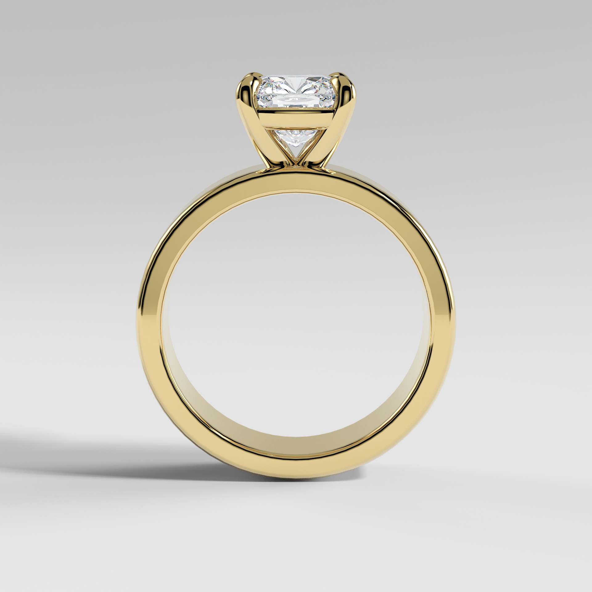 SARAH - Cushion 5mm Flat Solitaire Engagement Ring with Polished Band