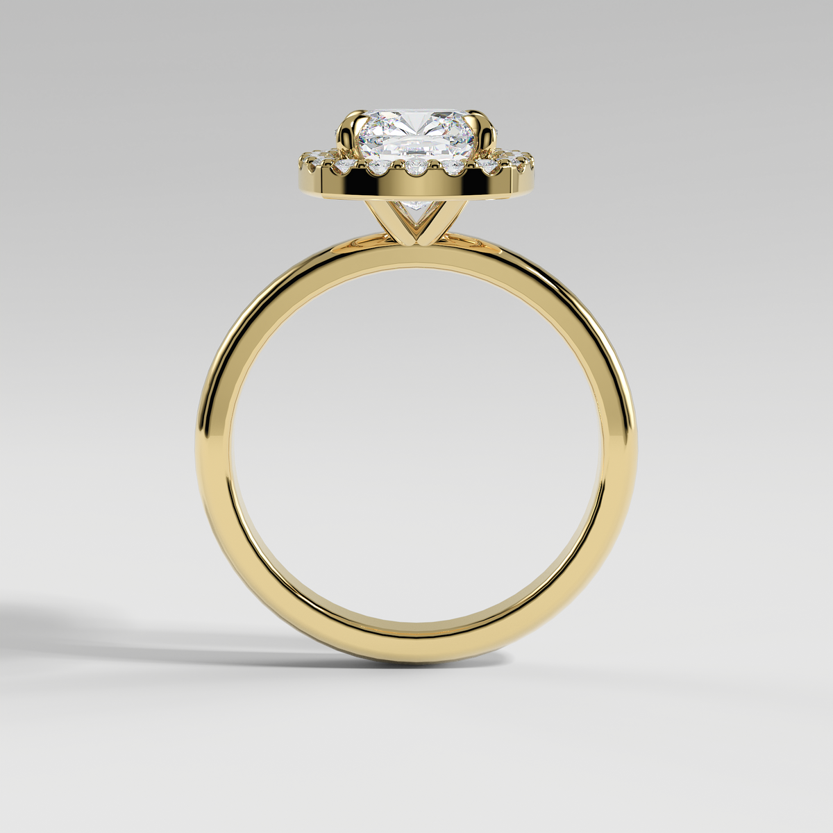 ELIANA - Cushion Halo Engagement Ring with Polished Band