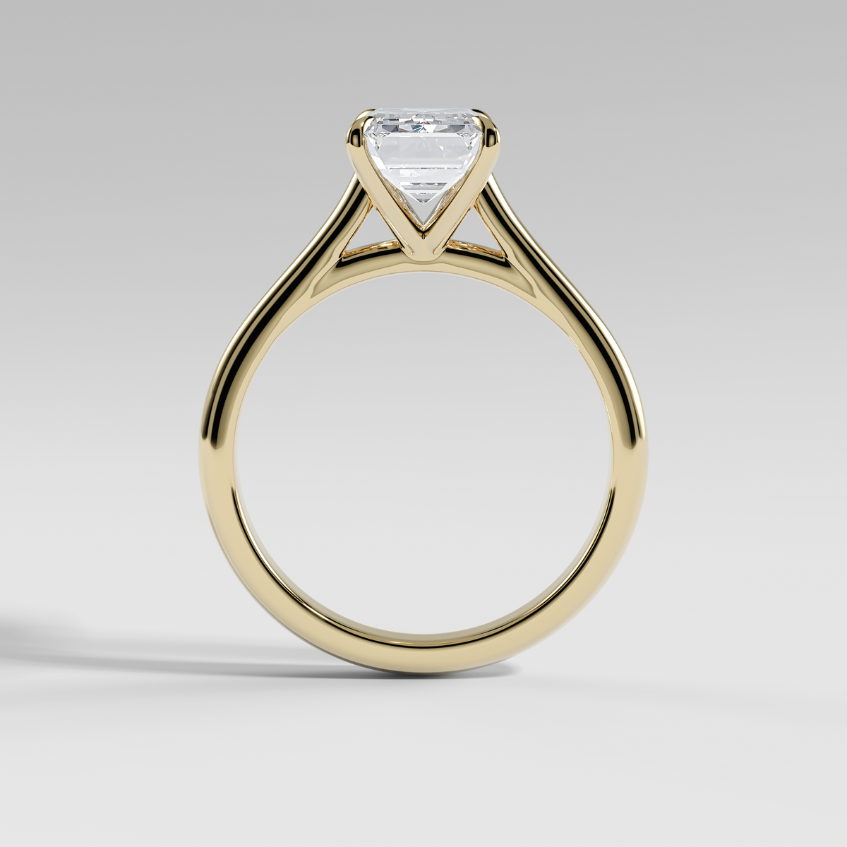 SOPHIA - Emerald Solitaire Engagement Ring with Polished Cathedral Band