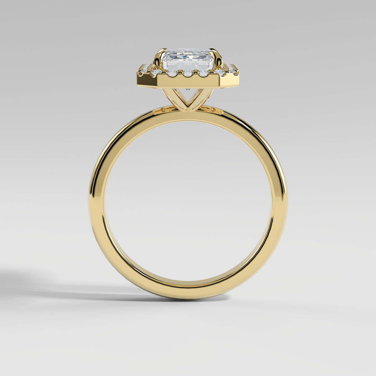 ELIANA - Emerald Halo Engagement Ring with Polished Band