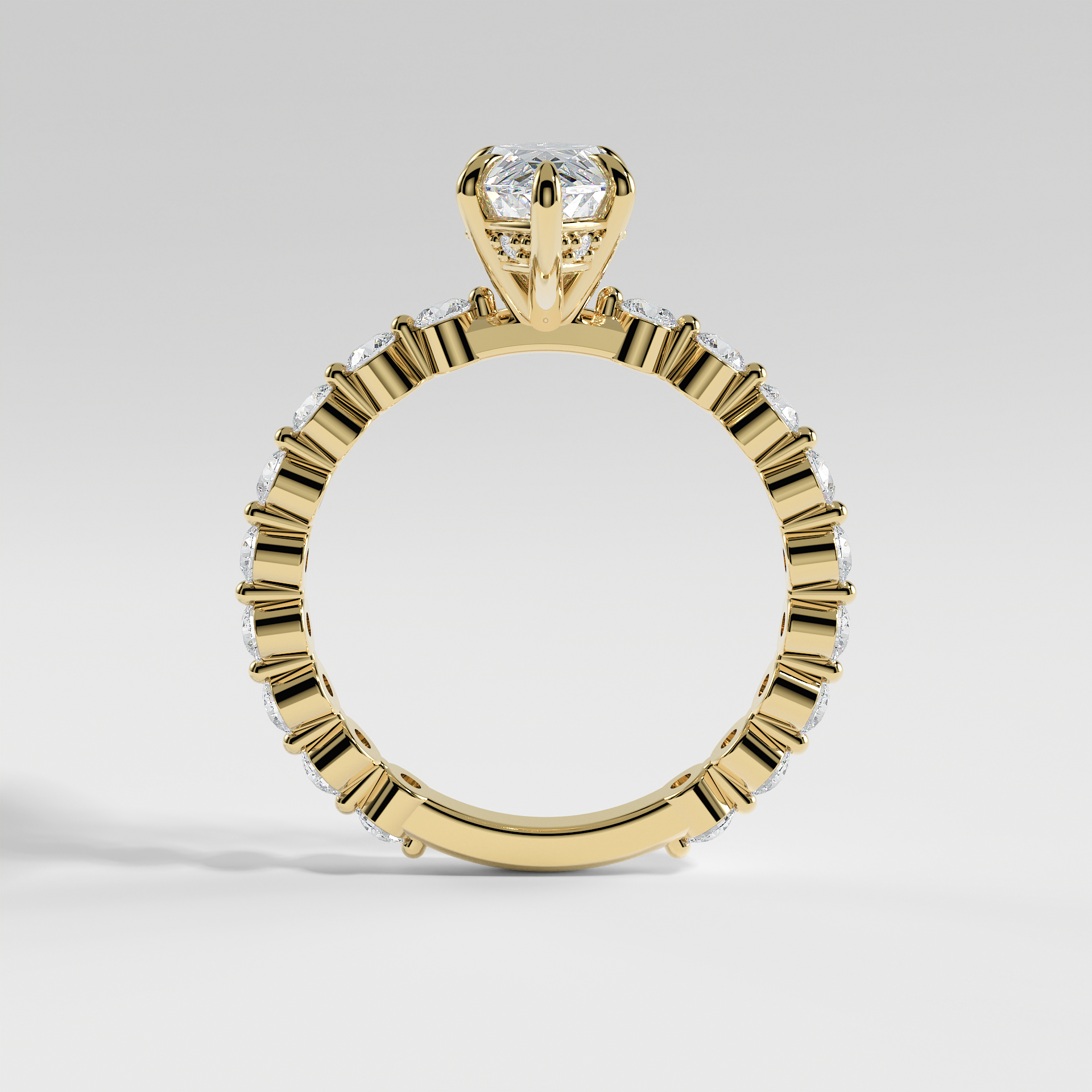 NAOMI - Marquise Solitaire Engagement Ring with Hidden Halo and 2.2mm Round Accent Diamonds