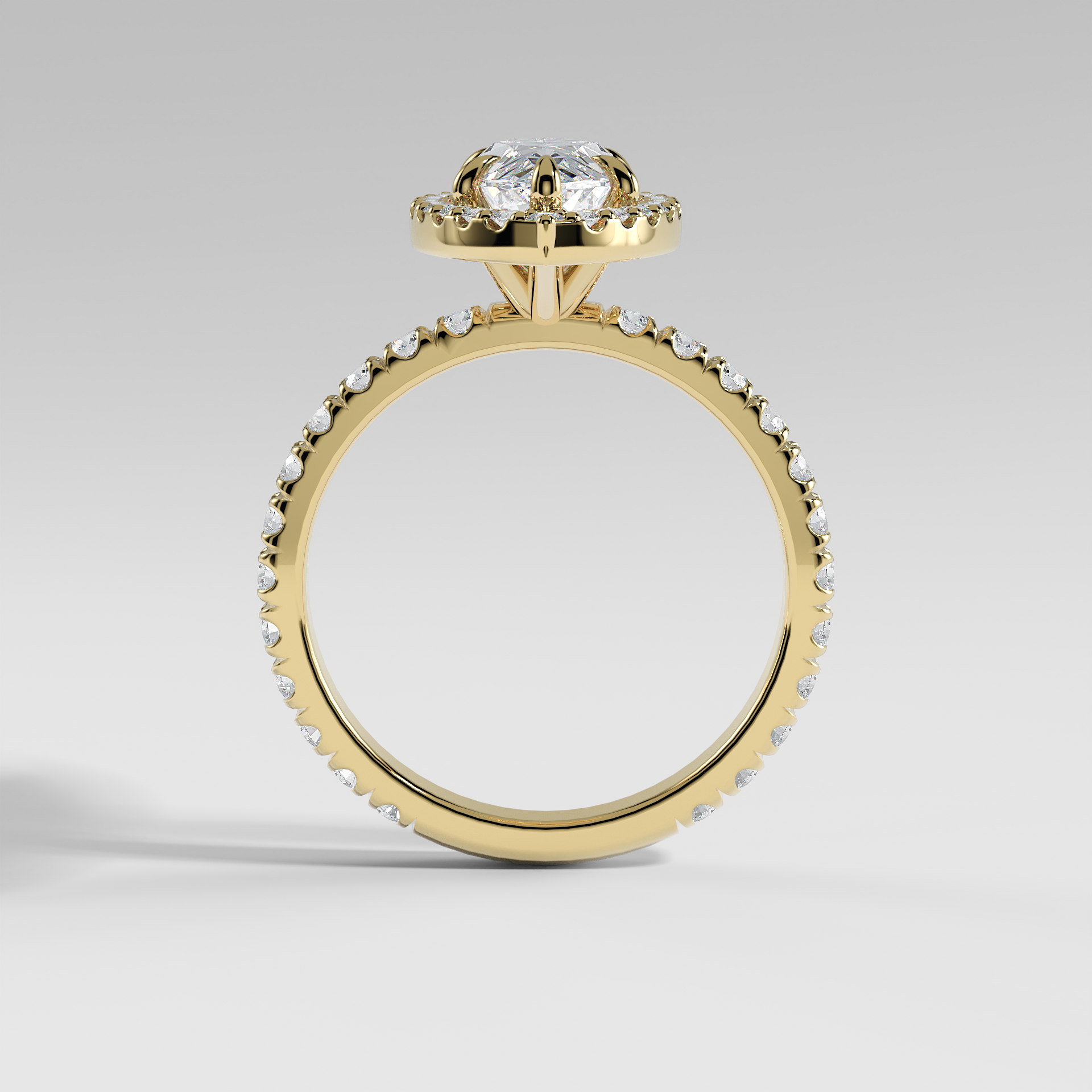 AVA - Marquise Halo Engagement Ring with Pavé Diamond Band