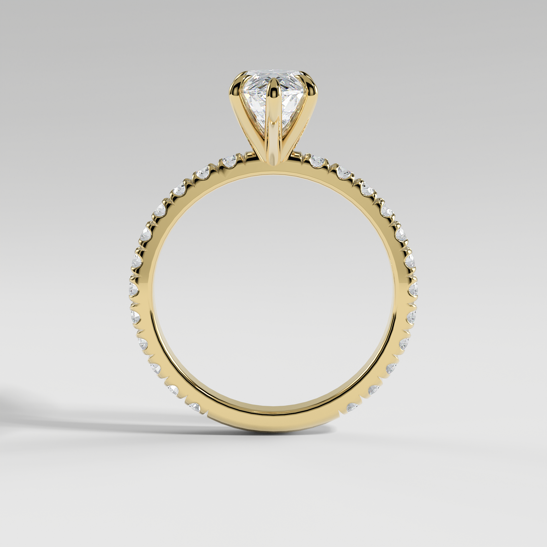 ISABELLA - Marquise Solitaire Engagement Ring with Pavé Diamond Band