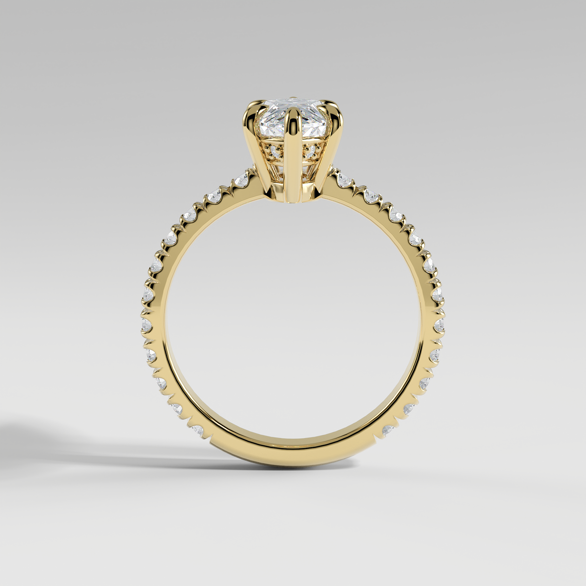 ELIZABETH - Marquise Solitaire Engagement Ring with Pavé Diamond Hidden Halo and Low-Set Donut Basket