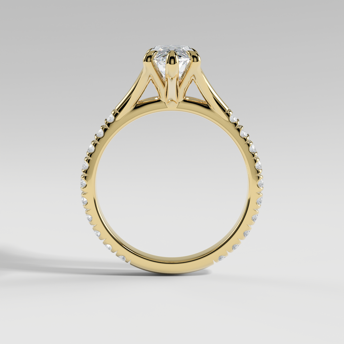 VICTORIA - Marquise Solitaire Engagement Ring with Pavé Diamond Split Band